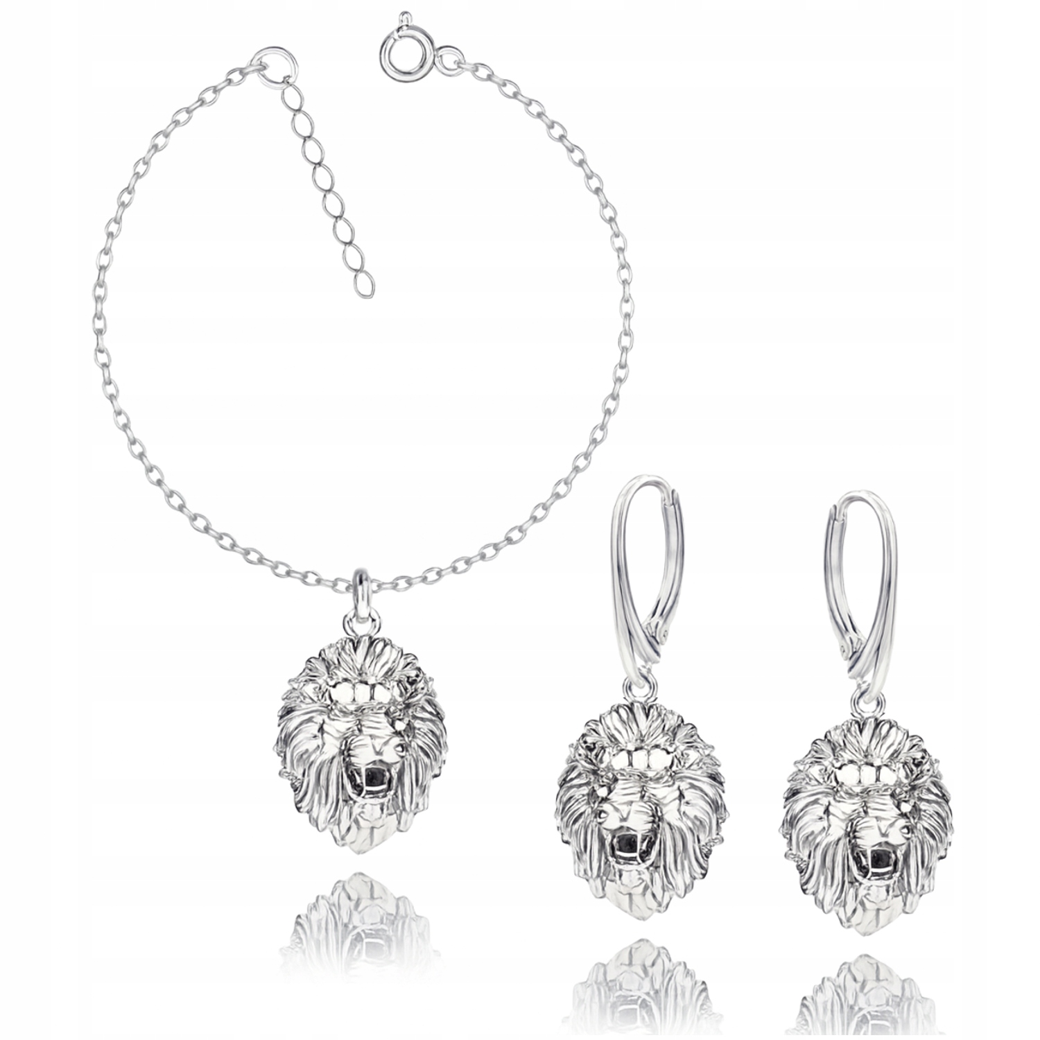 Lev Velká Hlava Lva Stříbrný komplet rolo oval stříbro 925