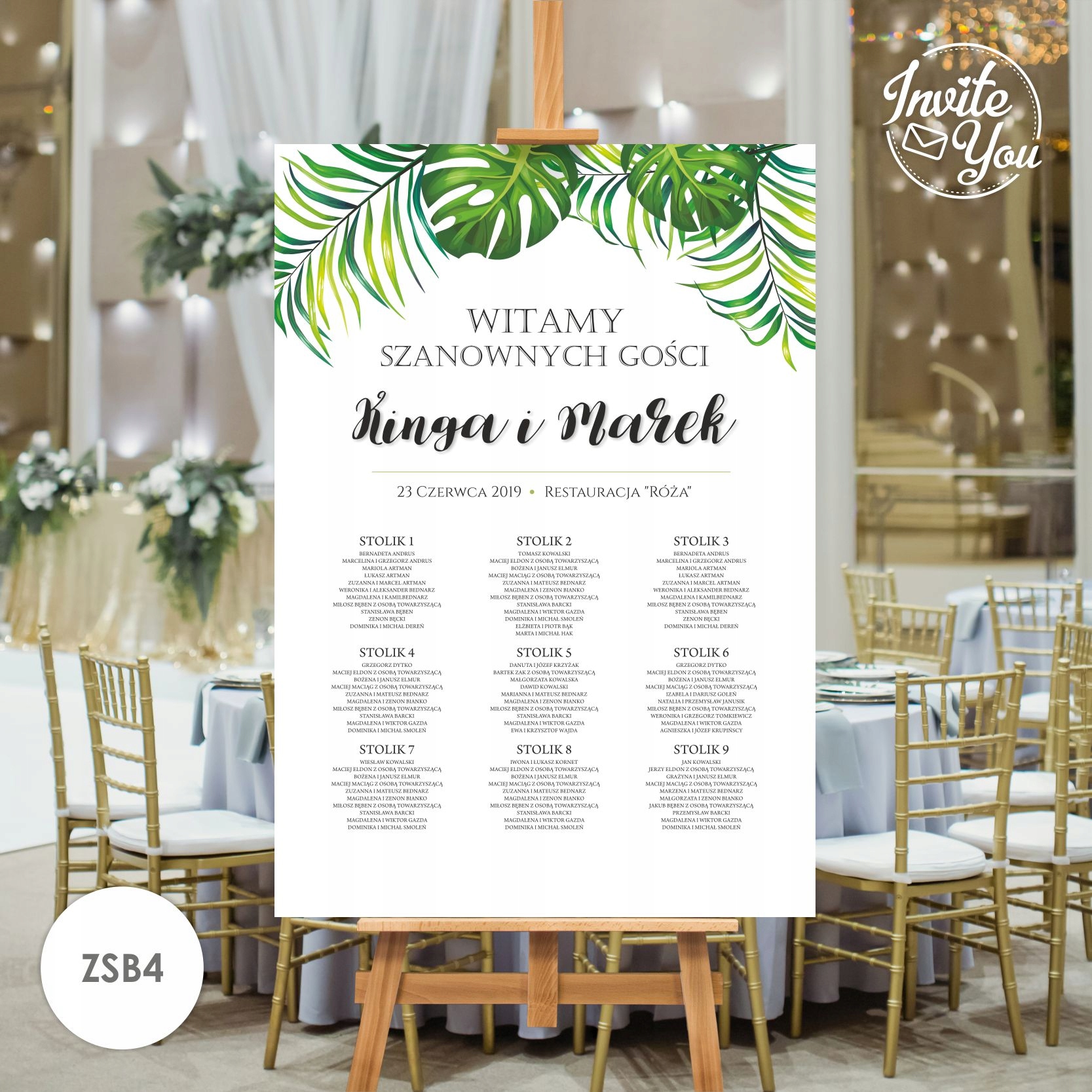 Plansza Lista gości B1 100x70cm BOTANIC Plakat Wysokość produktu 100 cm