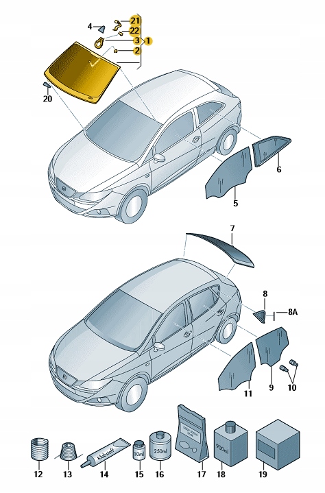 5F0845011AGNVB - ВІТРОВЕ СКЛО SEAT LEON ОРИГІНАЛ 5F0845011AG NVB
