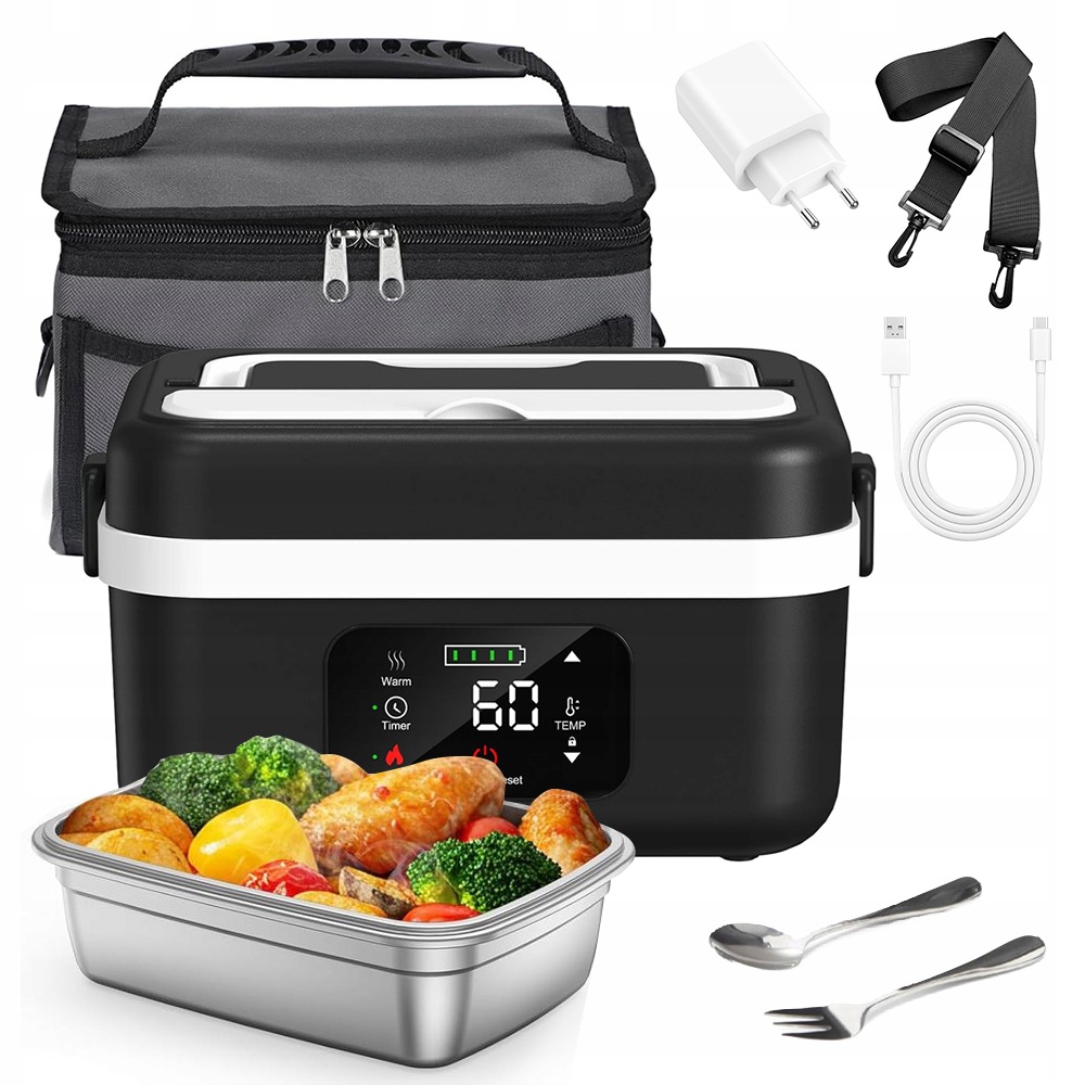 Inteligentní LunchBox 1L Elektrický ohřívač Lunch Box lžíce Vidlička