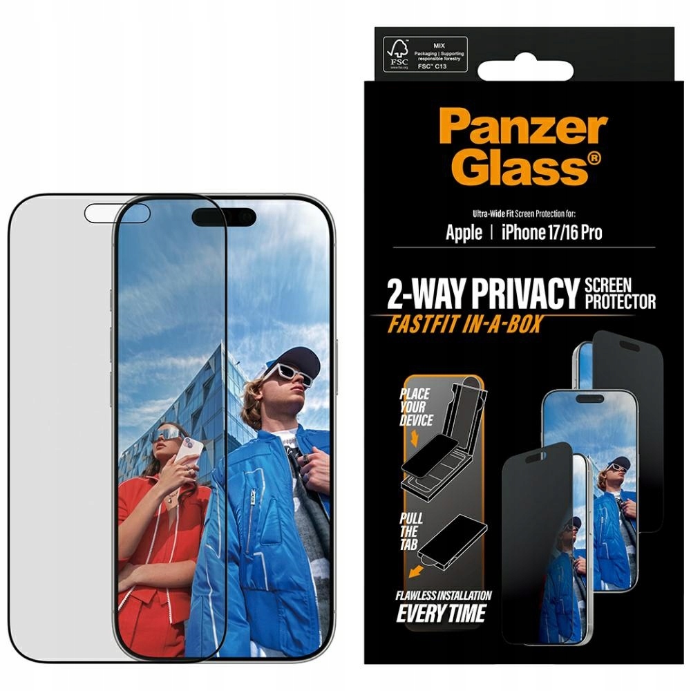 Sklo s privátním filtrem PanzerGlass Ultra-Wide Fit Fastfit pro iPhone 1