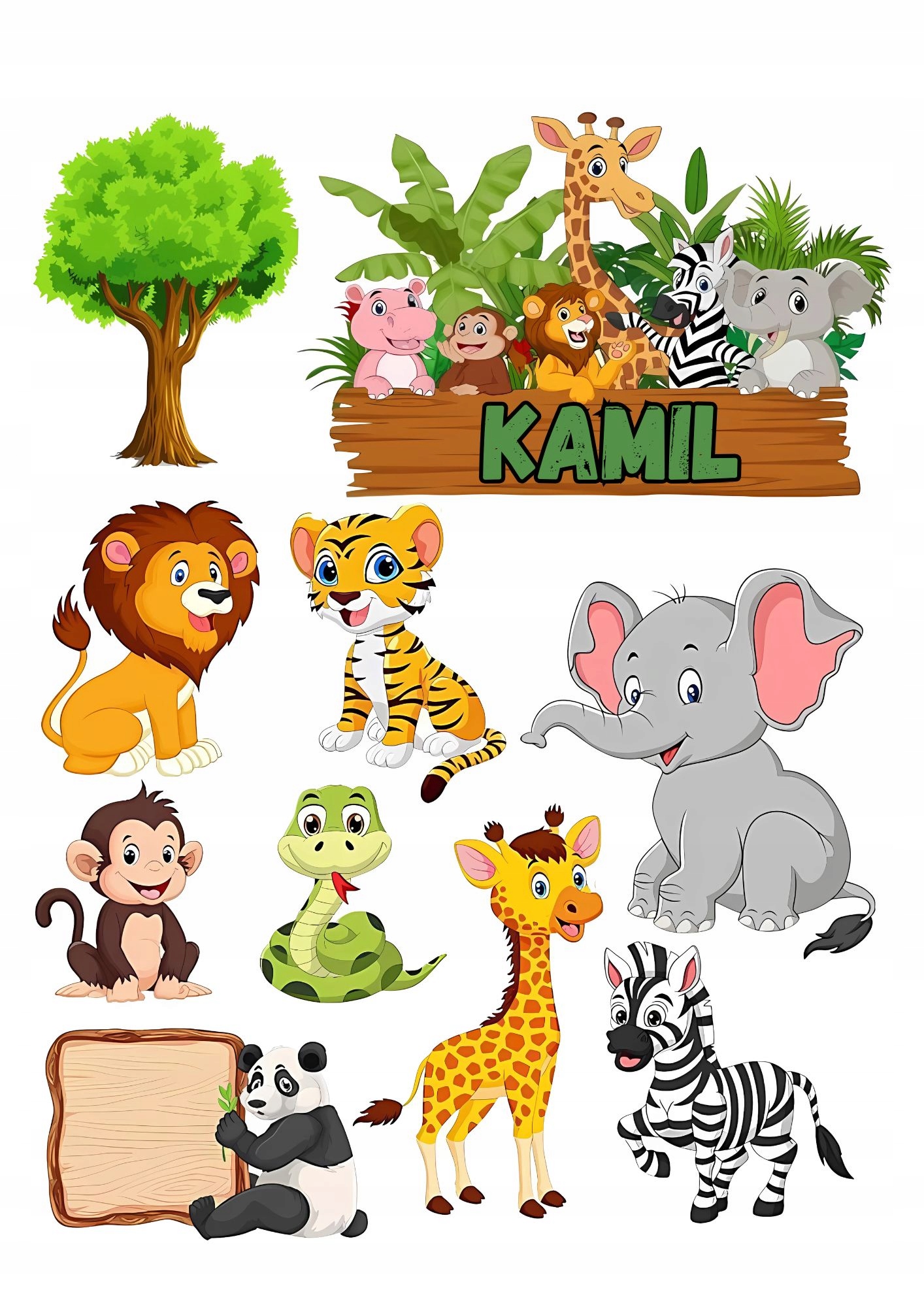 Wydruk na masie cukrowej Safari imię