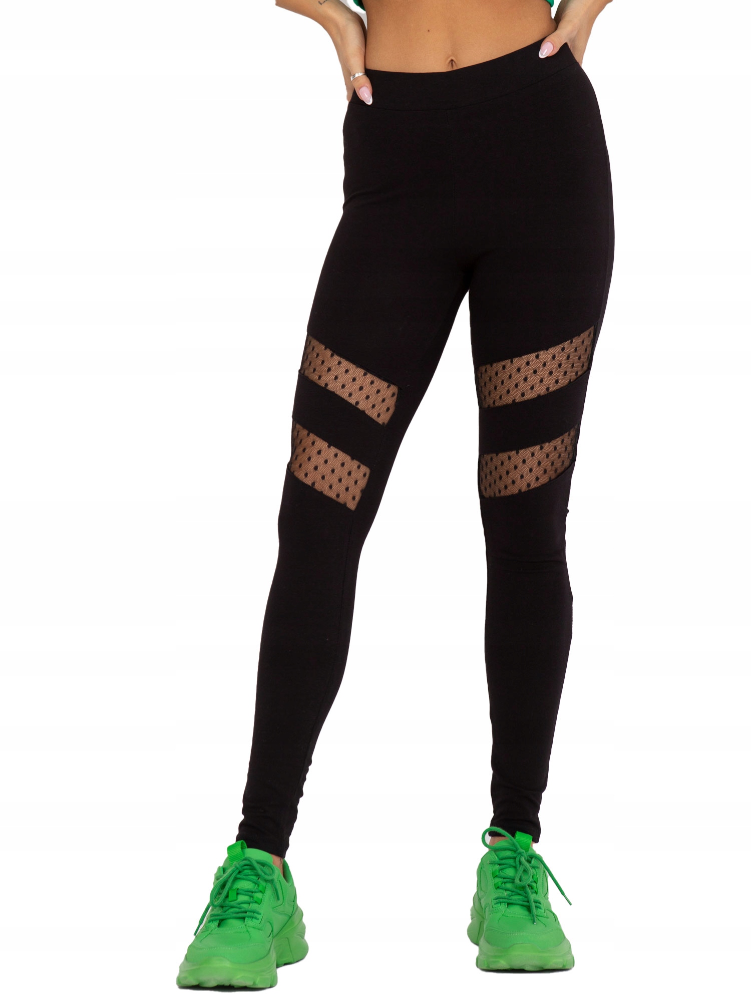 

Stylowe Legginsy Damskie getry z siateczką L
