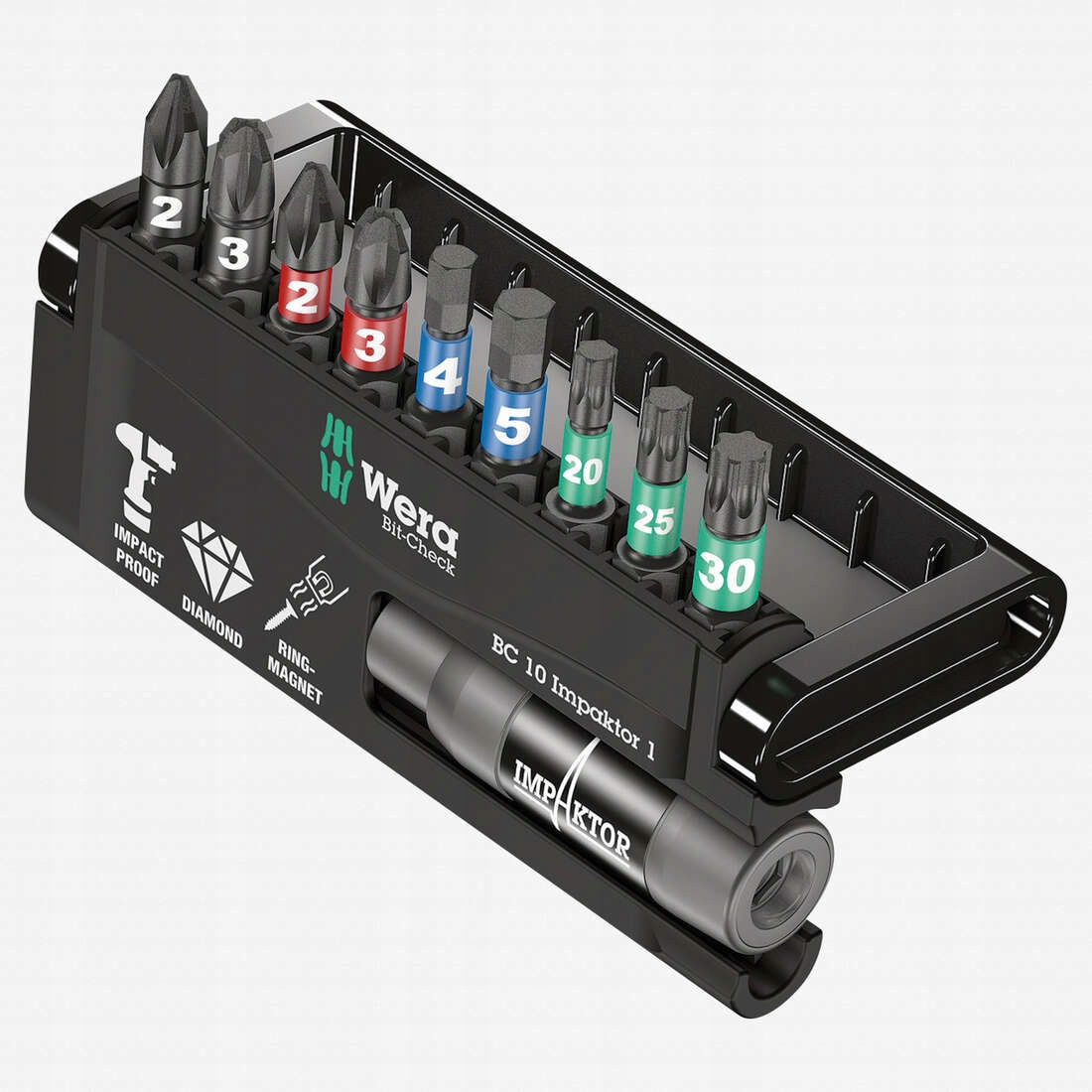 sada úderových bitov Impaktor 1/4' Bit-Check 10 Impaktor 1, Wera