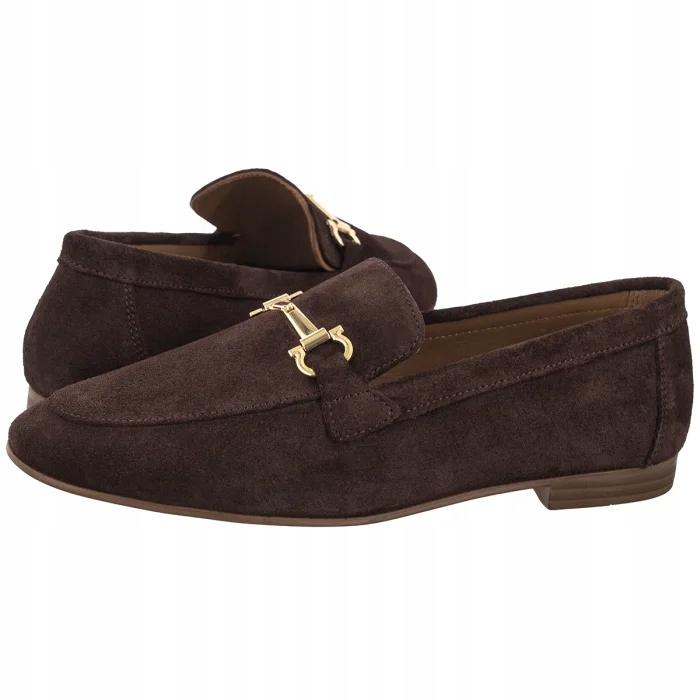 Dámské kožené boty Loafersy Venezia Hnědé V478-03763 Hnědé