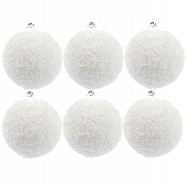 BOMBKI białe OŚNIEŻONE przypruszone ŚWIĘTA dekoracje NA CHOINKĘ x6