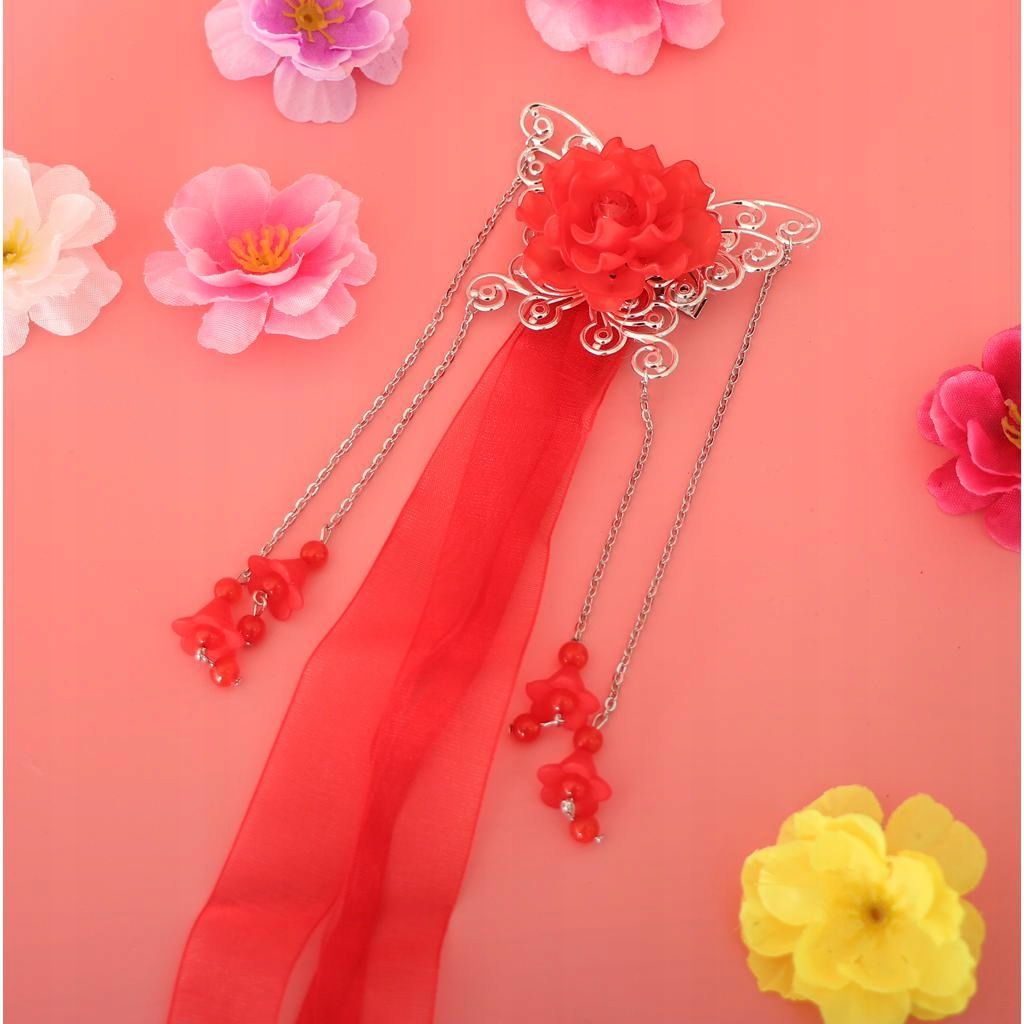 Koraliki Akrylowe Długie Filigranowe Motyle Czerwone Marka bez marki