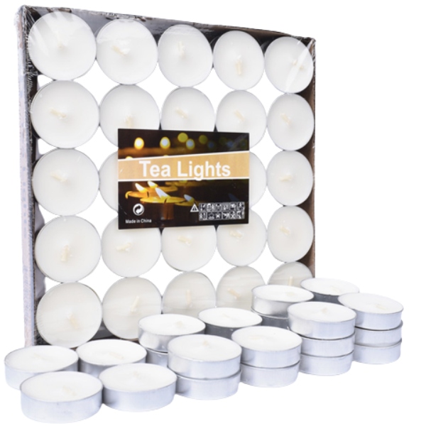 50X TEALIGHTY BEZZAPACHOWE PODGRZEWACZE ŚWIECZKI TEALIGHT ZESTAW BIAŁE