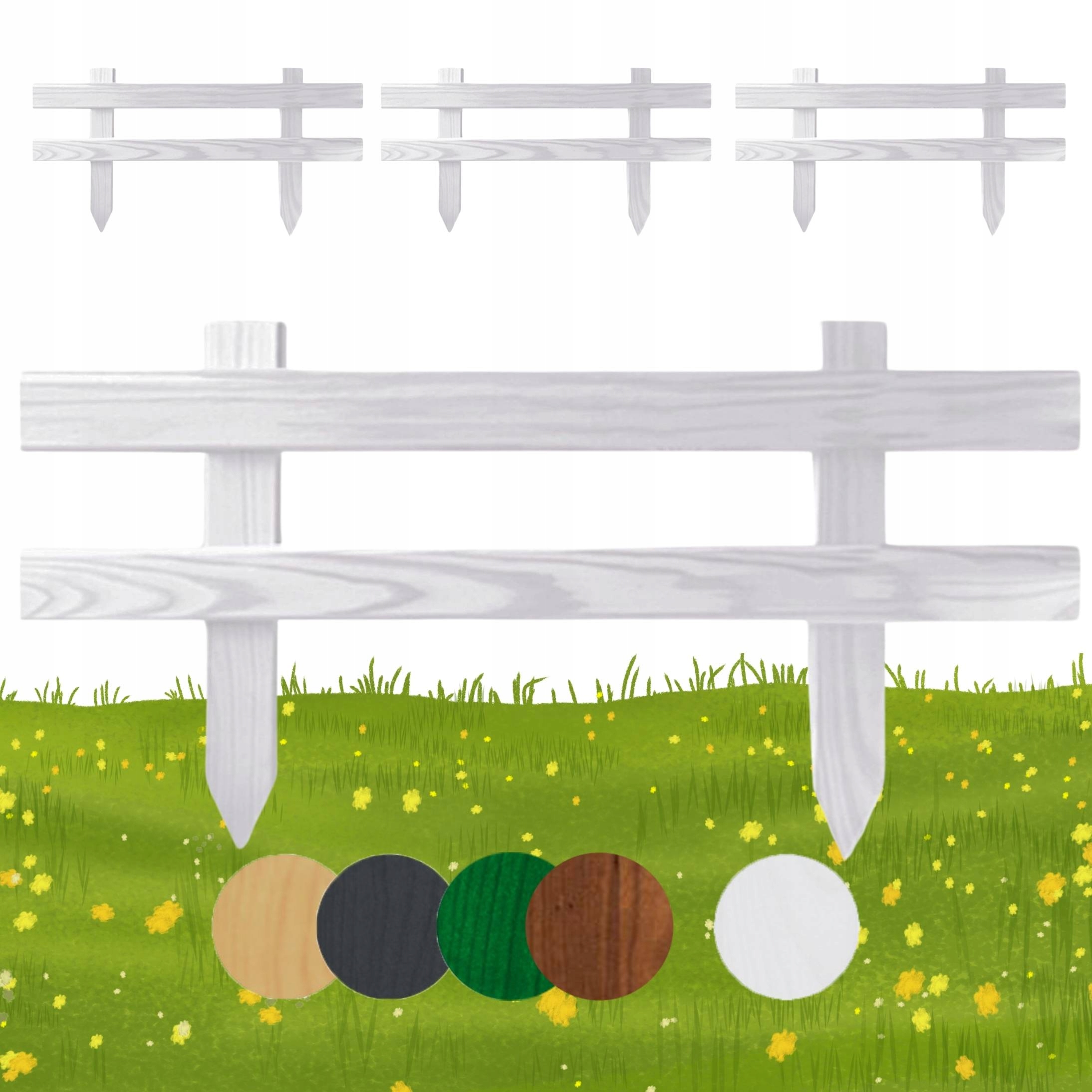 Zahradní plot dřevěný obrubník palisáda 50 x 20 cm Bílý 4 ks