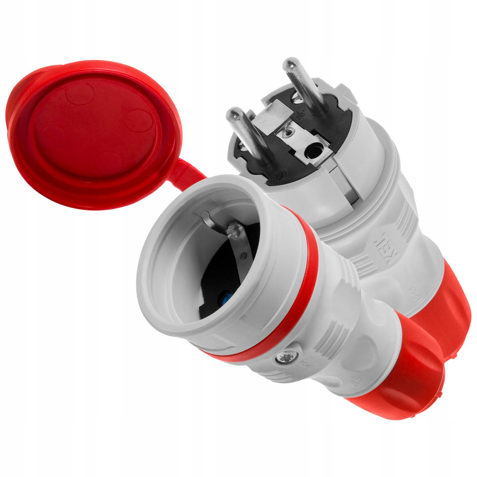 Připojovací Sada Zástrčka A Zásuvka Schuko 250V Šedo-červená