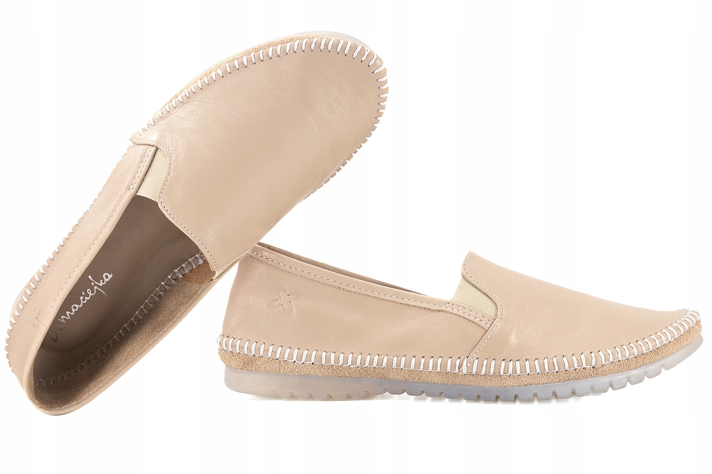 Maciejka T3512-04 Dámské Mokasíny Polobotky Balerínky Kůže béžová 39 Béžová