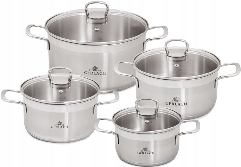 Zestaw garnków GERLACH Brava 8 elementów Indukcja Kod producenta 322P