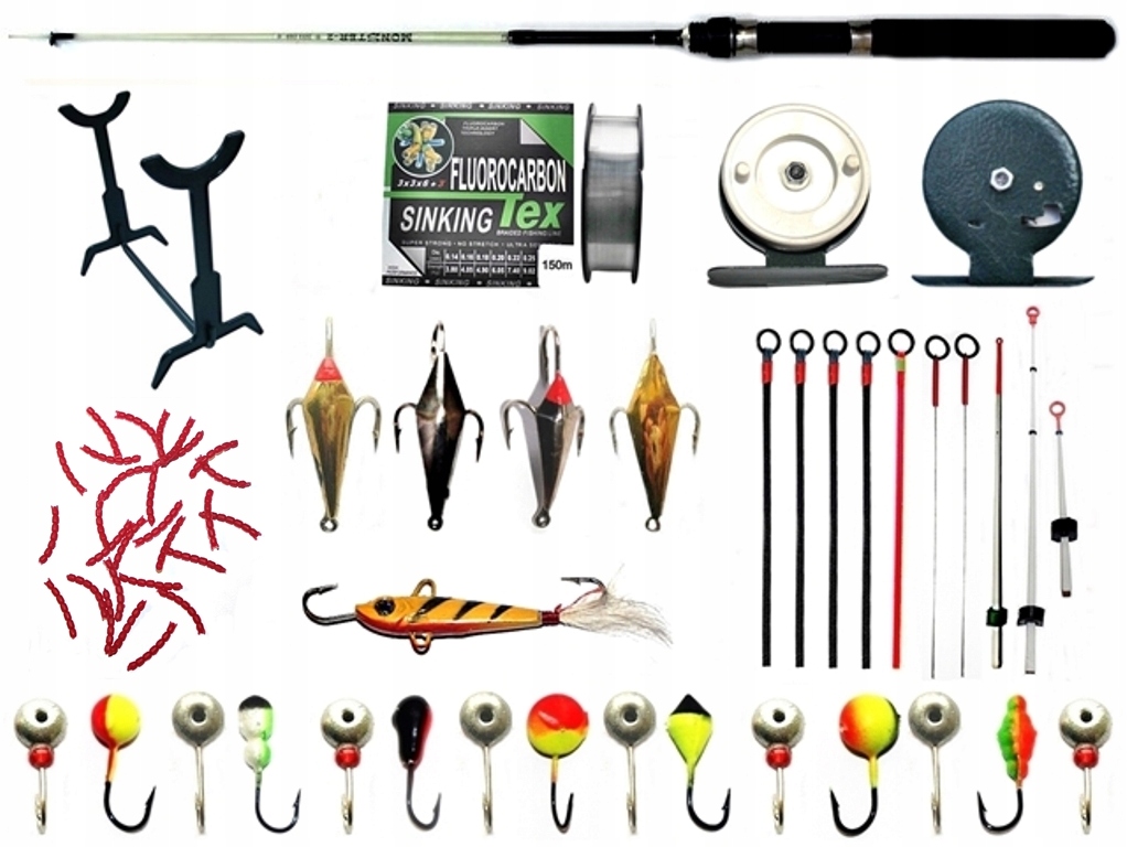 15 x MORMYSZKA + WĘDKA PODLODOWA + KOŁOWROTEK + STOJAK + OSPRZĘT - ZIMA 5