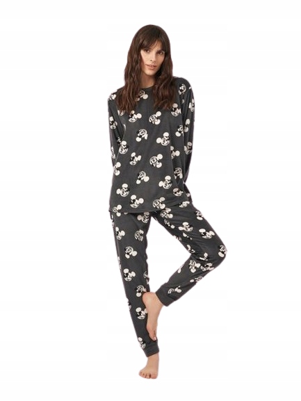 Zábavné Pyžamo myšák Mickey Celé S Myškami Teplé Pyžamo Z Veluru XXL