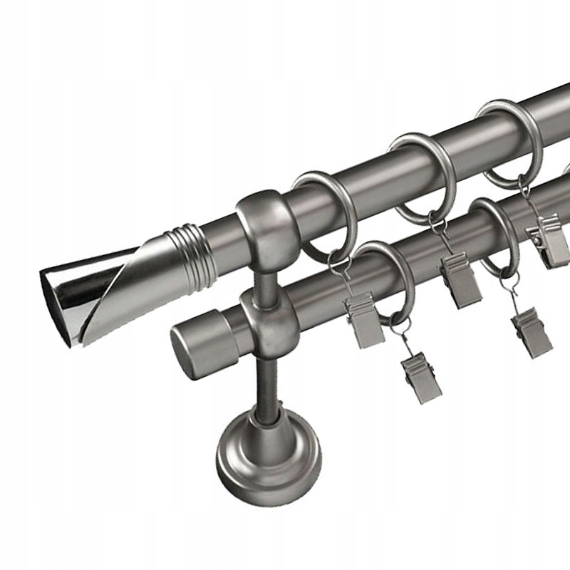 

Kompletny Karnisz z żabkami 240 cm 19+19 mm gotowy