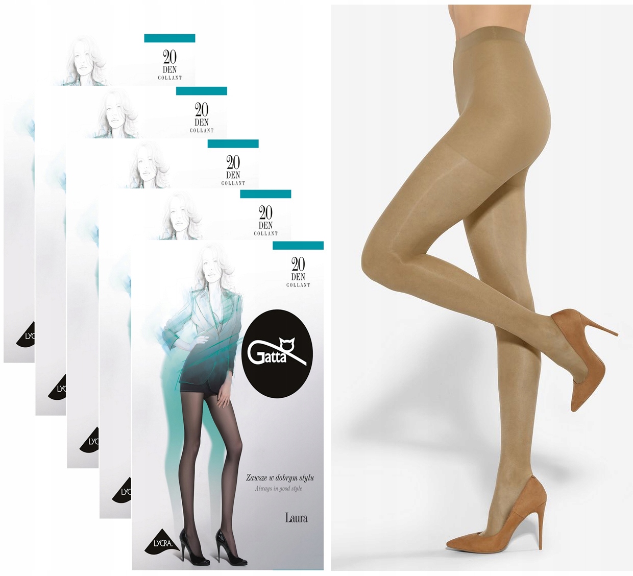 

5 X Rajstopy Gatta Laura 20 Den 3-M Visone