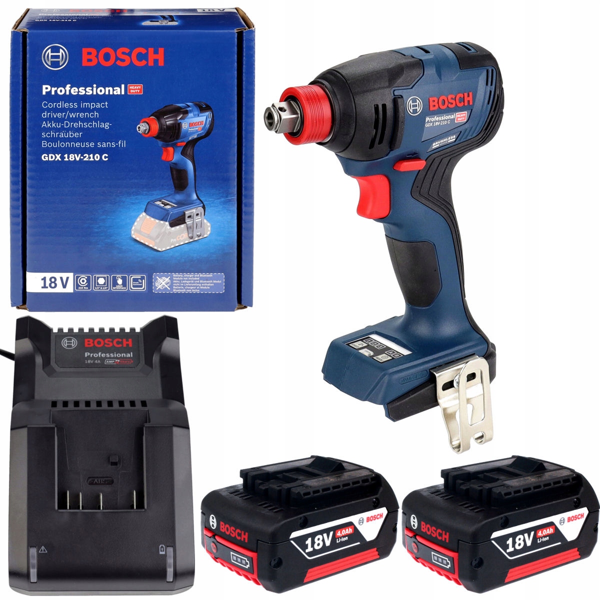 KLUCZ UDAROWY 210 Nm GDX 18V-210 C BOSCH 2x4,0Ah