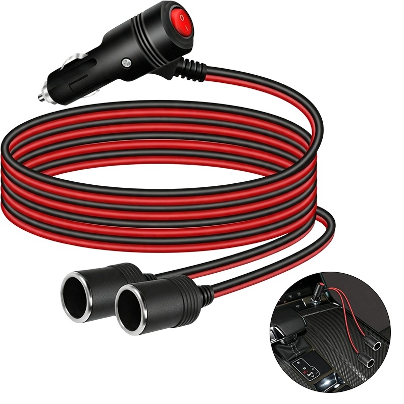 kabel przedłużający do samochodu 2 metry, gniazdo zapalniczki, wtyczka
