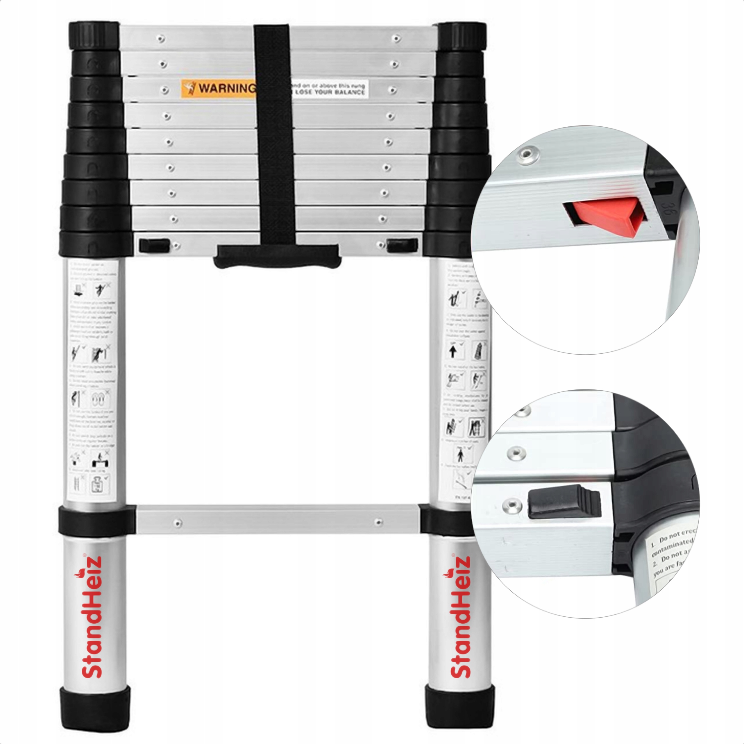 Žebřík 2,6 M Hliníkový Skládací, Posuvný, Univerzální, Silný