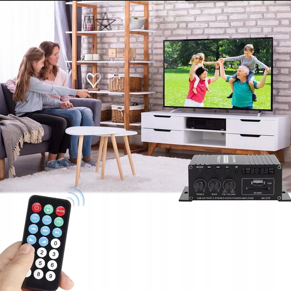 MINI WZMACNIACZ MOCY AUDIO BLUETOOTH 5.0 GŁOŚNIK HIFI STEREO AMP DLA DOMU Komunikacja Bluetooth