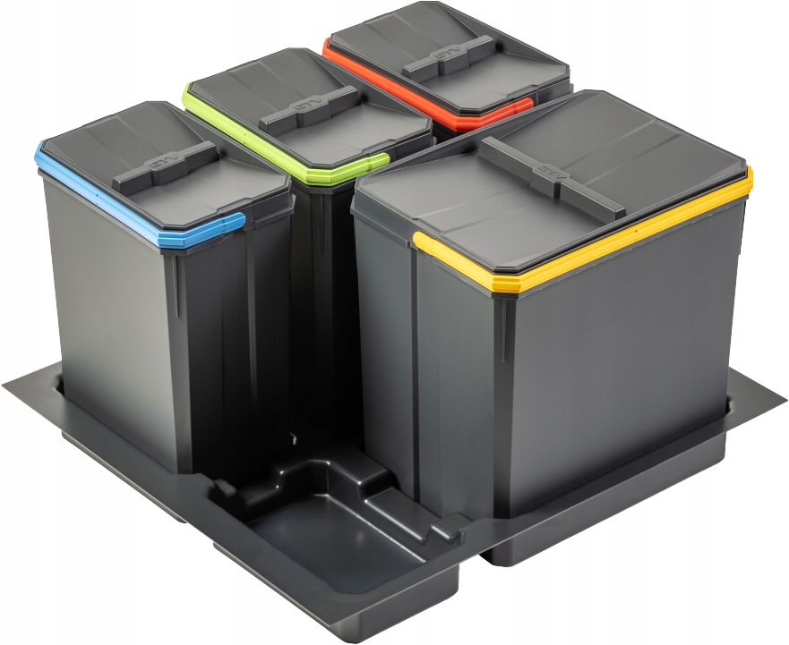 Kosze AxiSpace z cząsteczkami grafenu 1x15L 3x7L, do szafki 600, Gtv