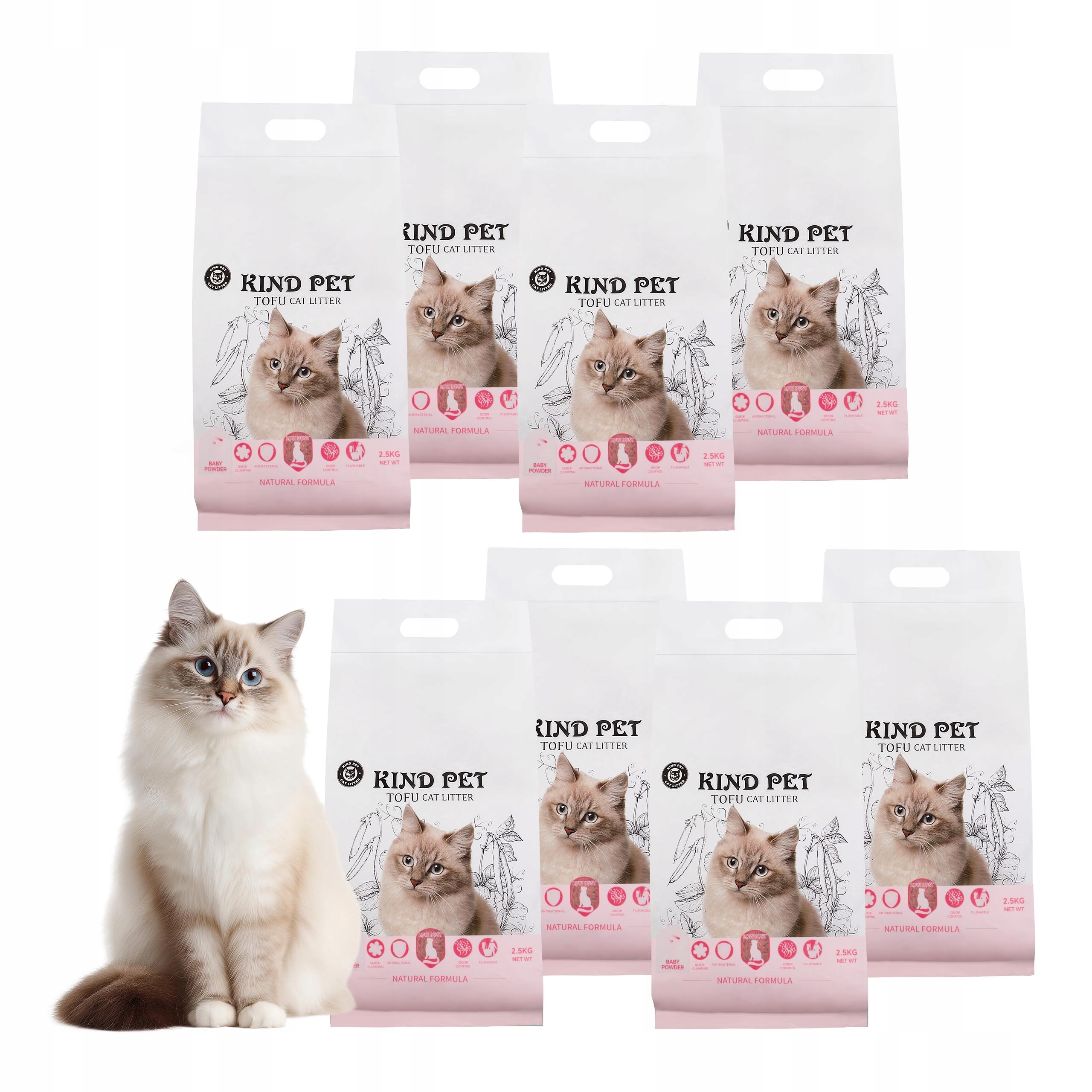 Stelivo pro kočky pro splachování v toaletě Carinio Kind Pet tofu 2,5 kg 6 l