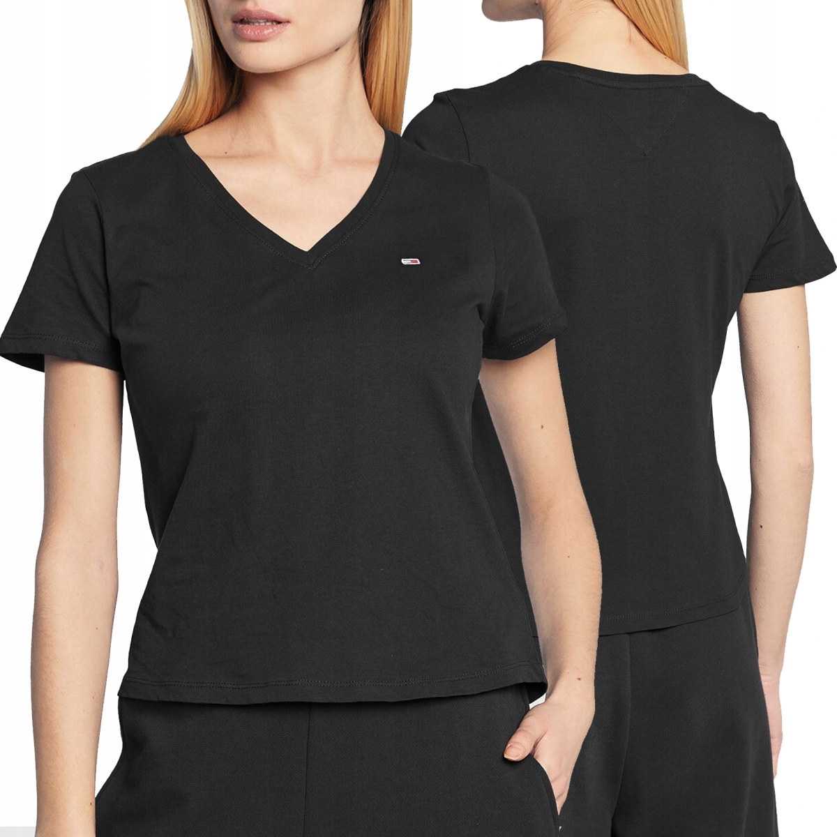 Tommy Jeans dámské tričko černá v-neck DW0DW14617-BDS M