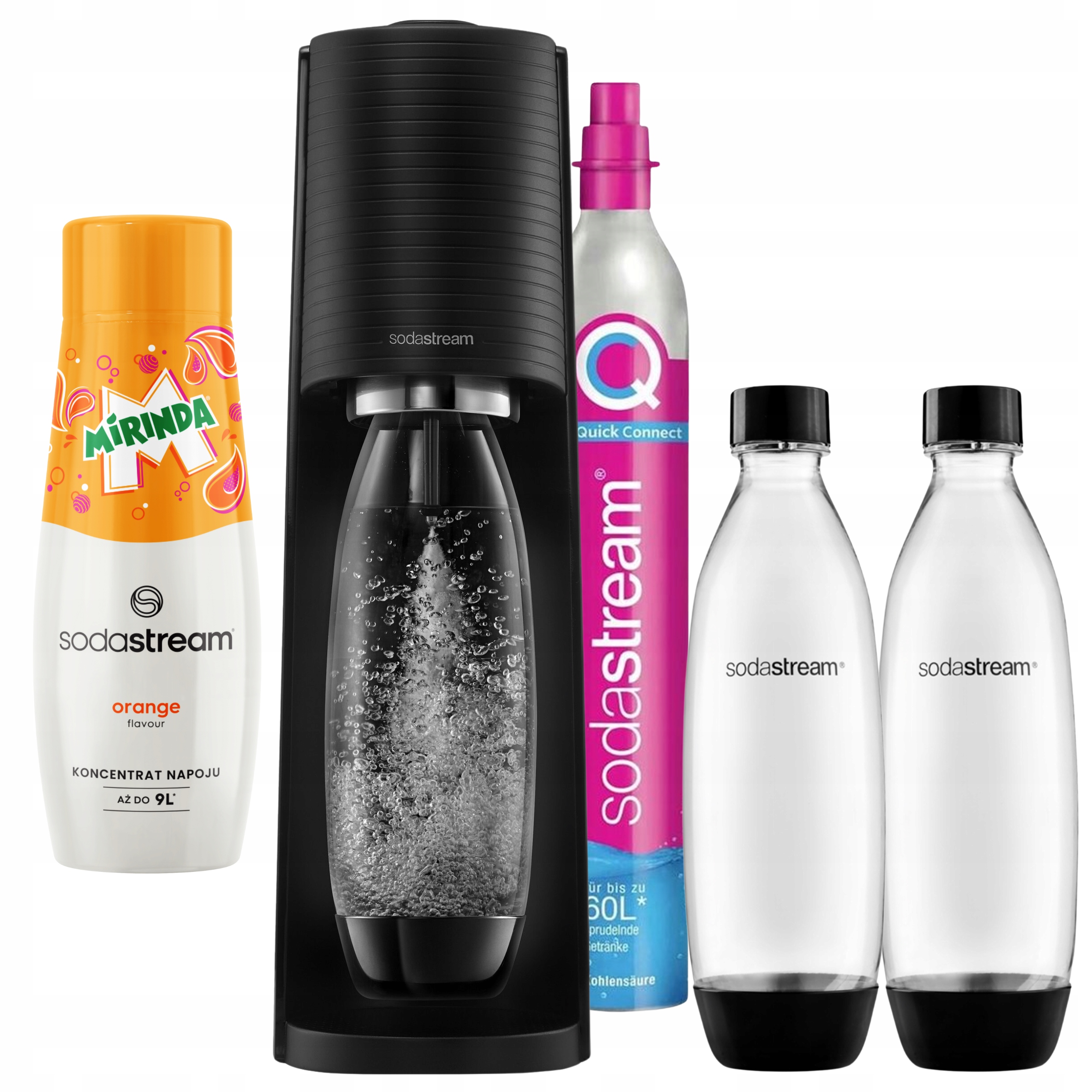 SodaStream Terra saturátor na plynovanie vody 2 fľaše 1L sirup Mirinda