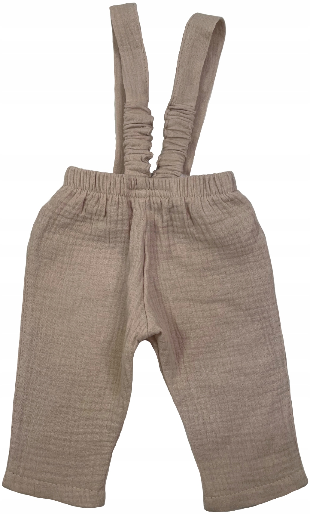 SPODNIE na szelkach 62 cm +2m beżowe ogrodniczki z muślinu muślin Marka Dominga