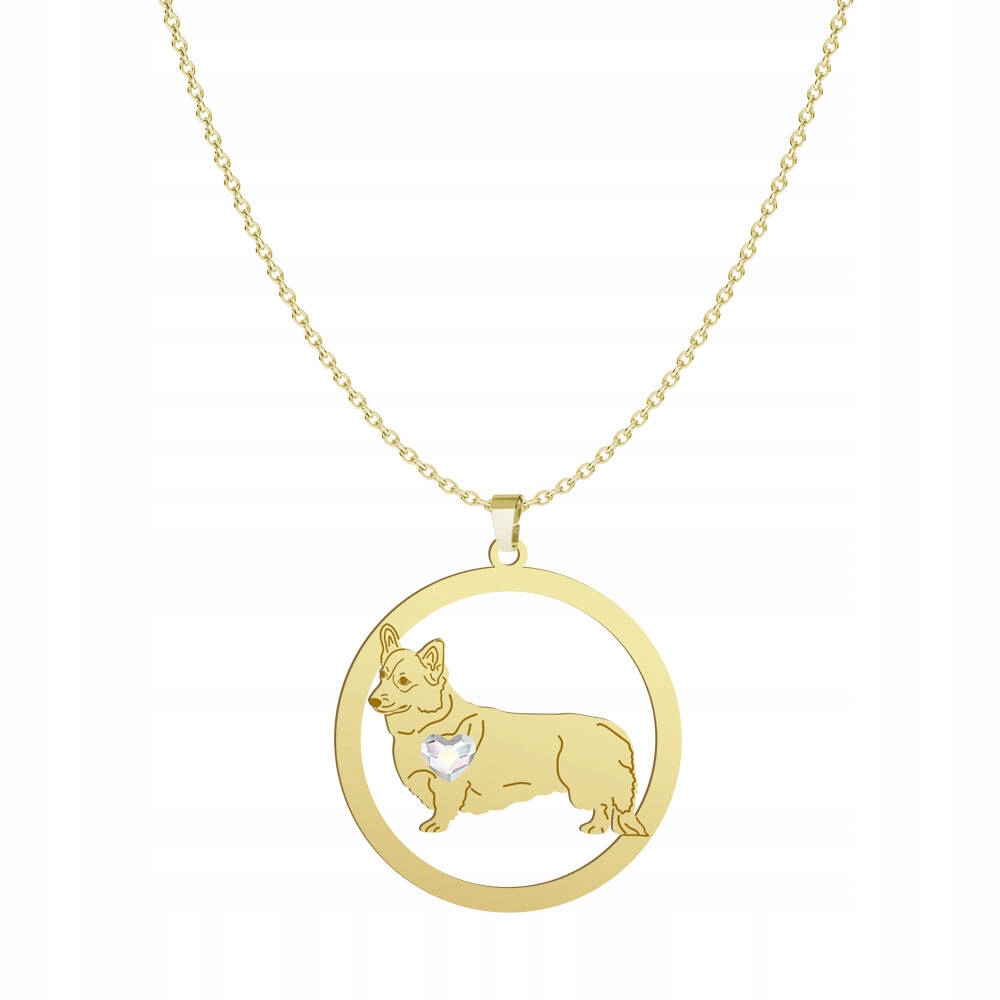 Zlatý náhrdelník z Welsh Corgi Pembroke Stříbro 925 Dárek Gravírování Bonus