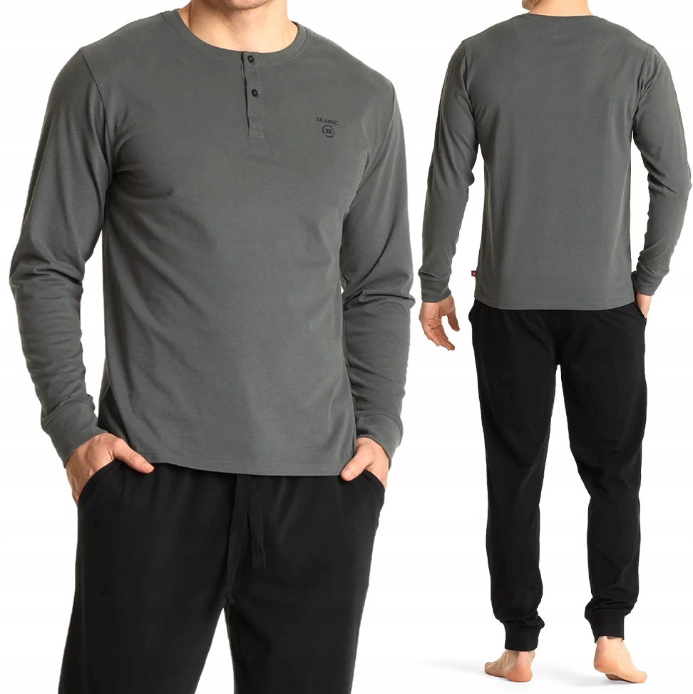 Pánské pyžamo s dlouhým rukávem 100% bavlna Atlantic NMP-360 XXL