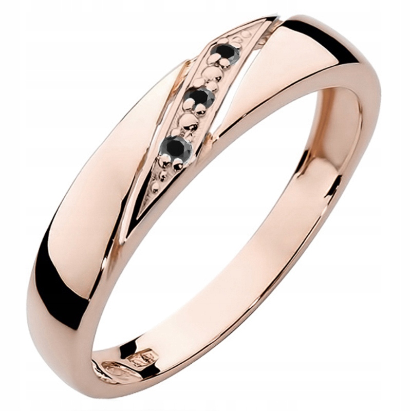 Zlatý Prstýnek Prsten pr. 585 s černými brilianty 0,02 ct 14k