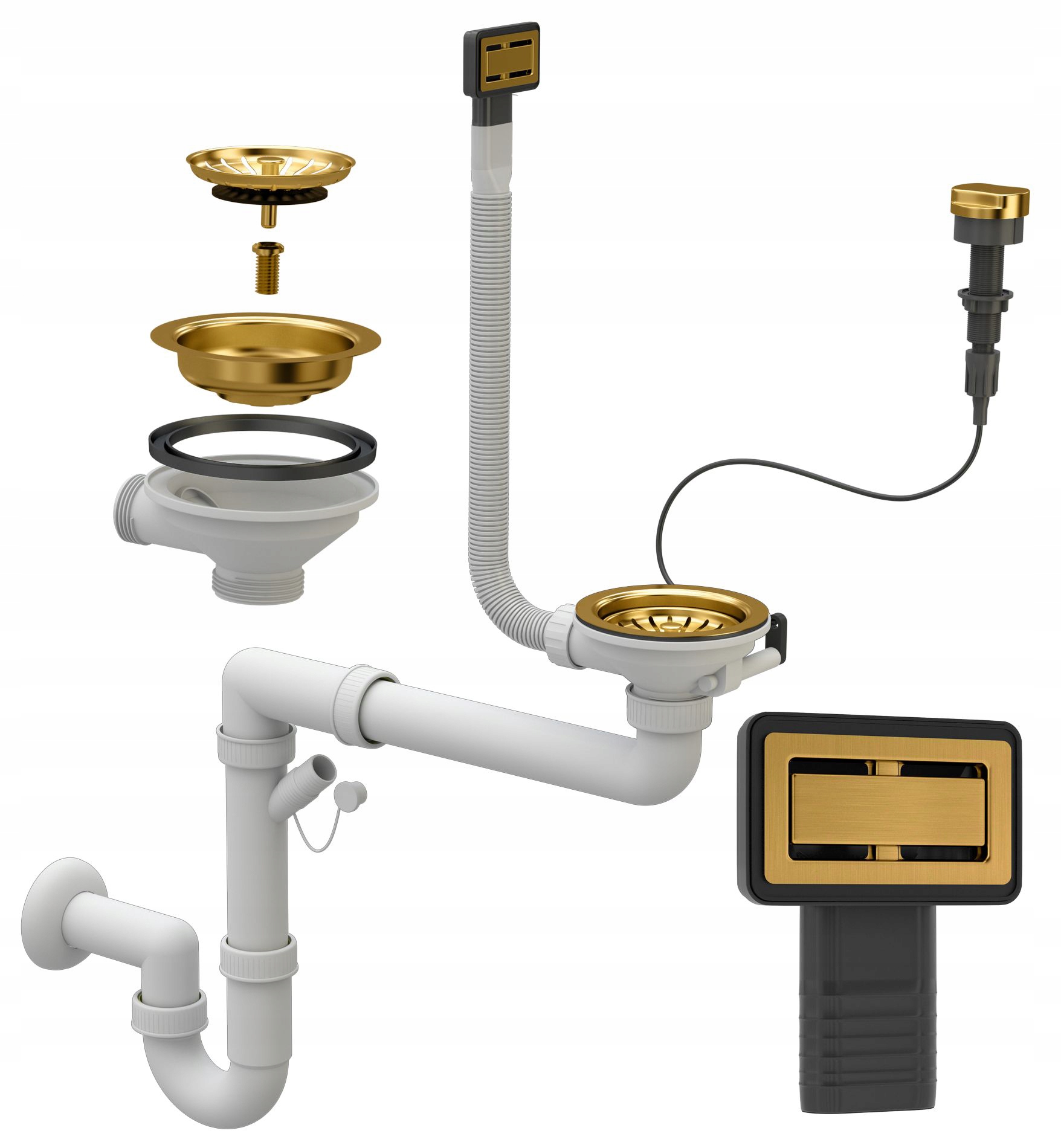 Sifón Auto S Obdĺžnikovým Prepadom Zlatý 1 Kom