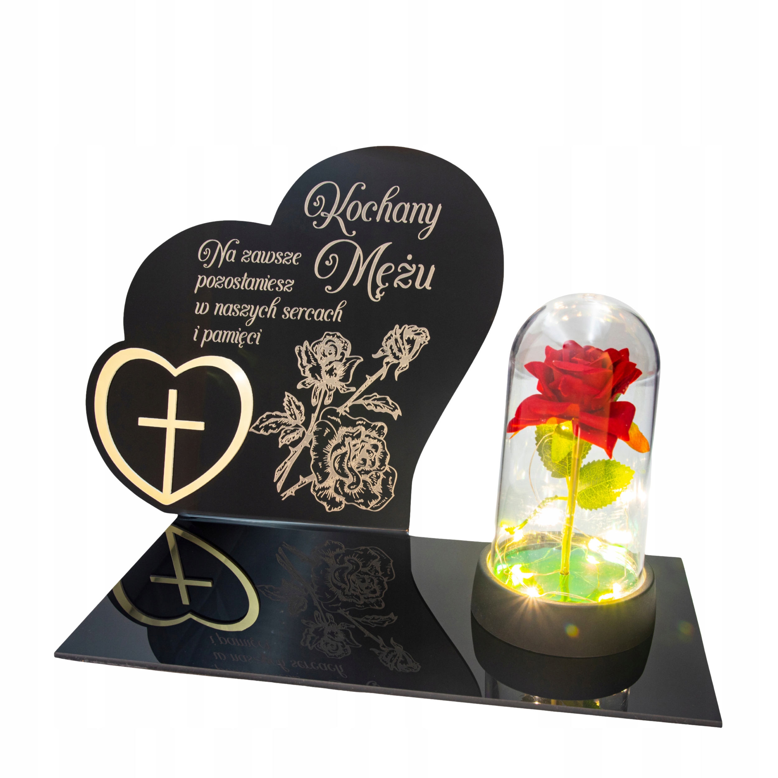 Dekorace na hrob S Gravírováním Hřbitovní Svíčka podstavec na hřbitov Růže Pro Muže