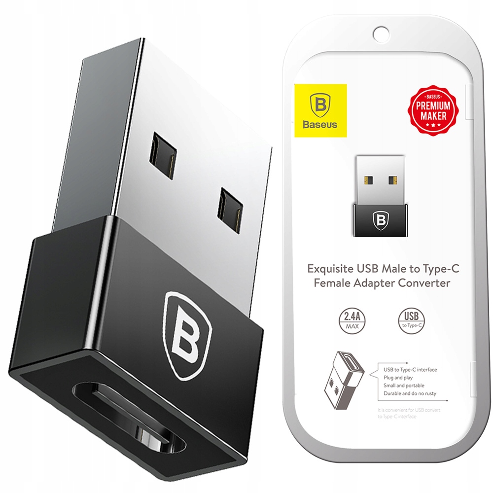 

Baseus Przejściówka Adapter Usb do Usb-c 2,4A