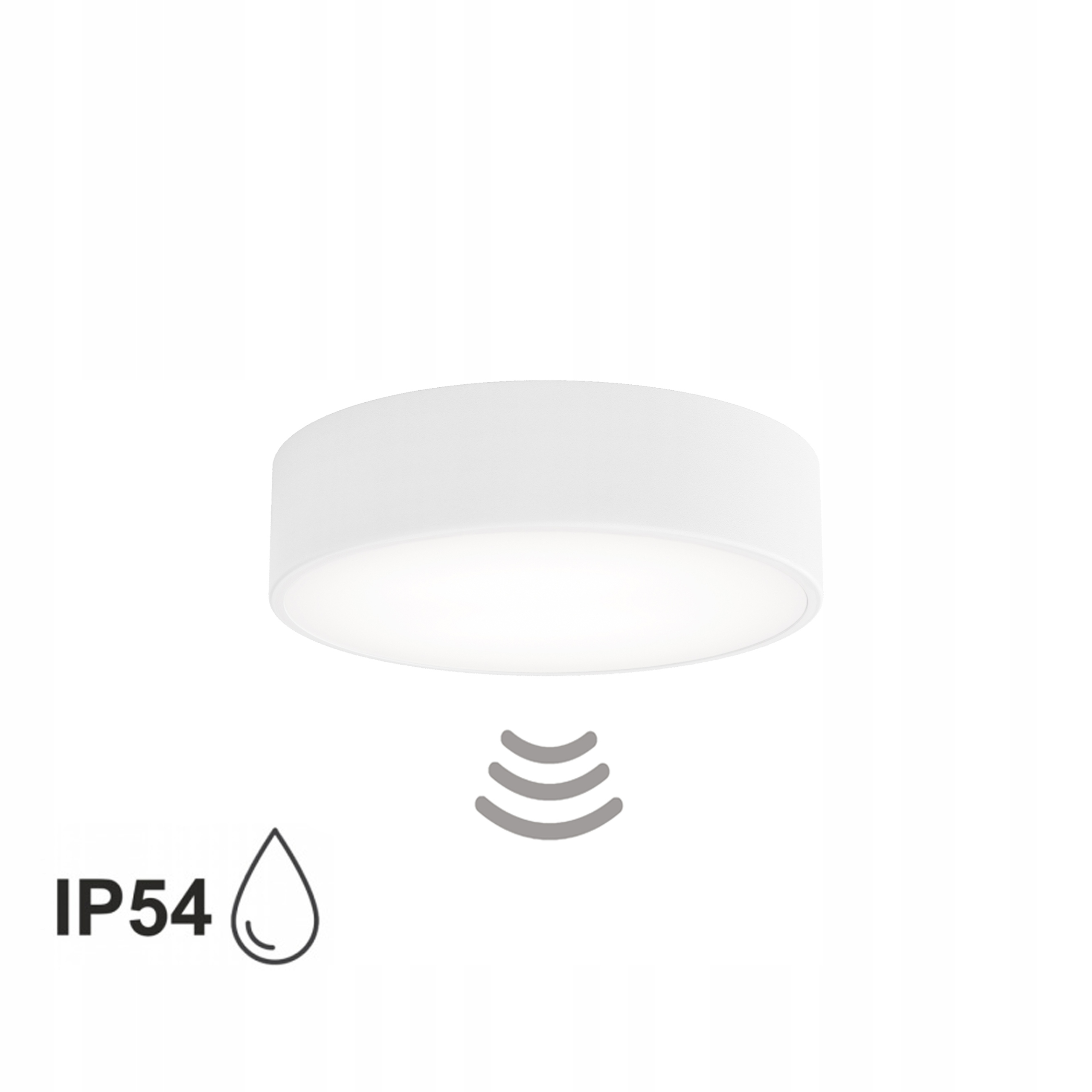 Lampa sufitowa na taras Plafon Cleo 300 IP54 Biały z Czujnikiem Ruchu