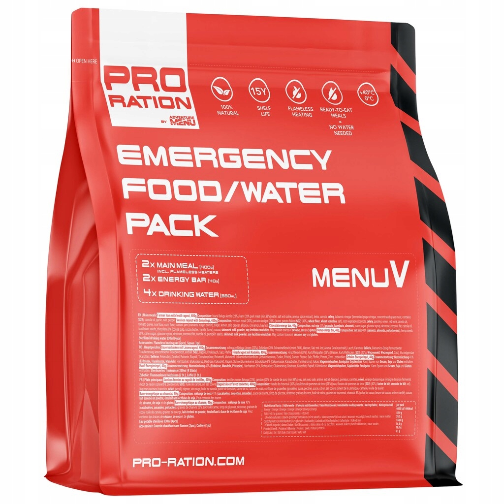 Potravinová dávka Pro Ration Emergency Food/Water pack Menu V