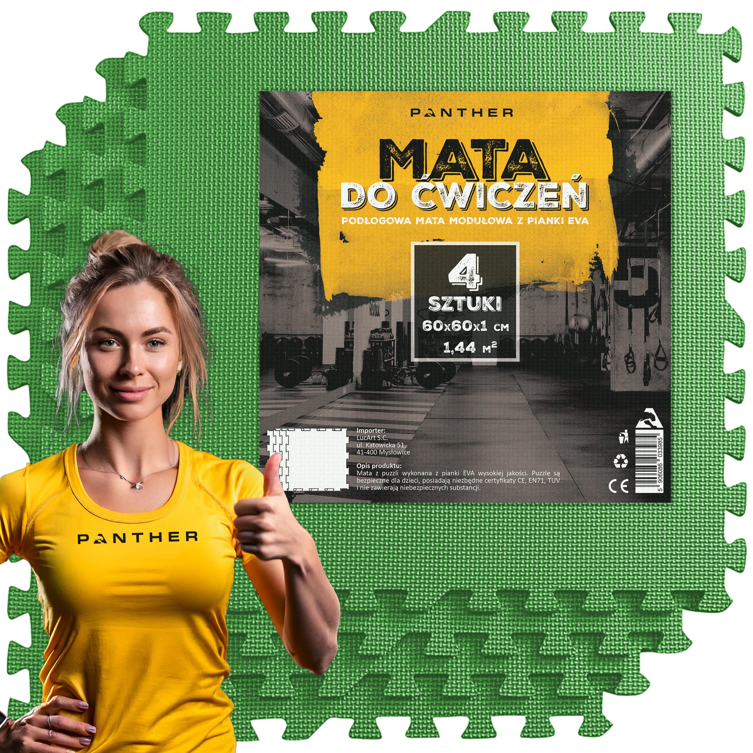 Ochronna Mata Podłoga Gumowa Puzzle Na Siłownię Pod Sprzęt 4 Szt 60x60