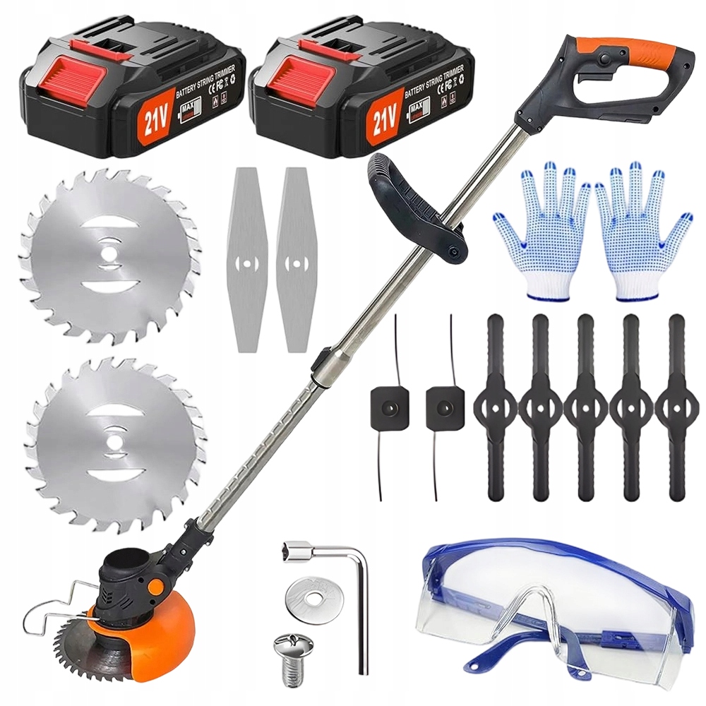 Akumulátorová sekačka na Trávy 21v 2x Aku s nabíječkou a příslušenstvím