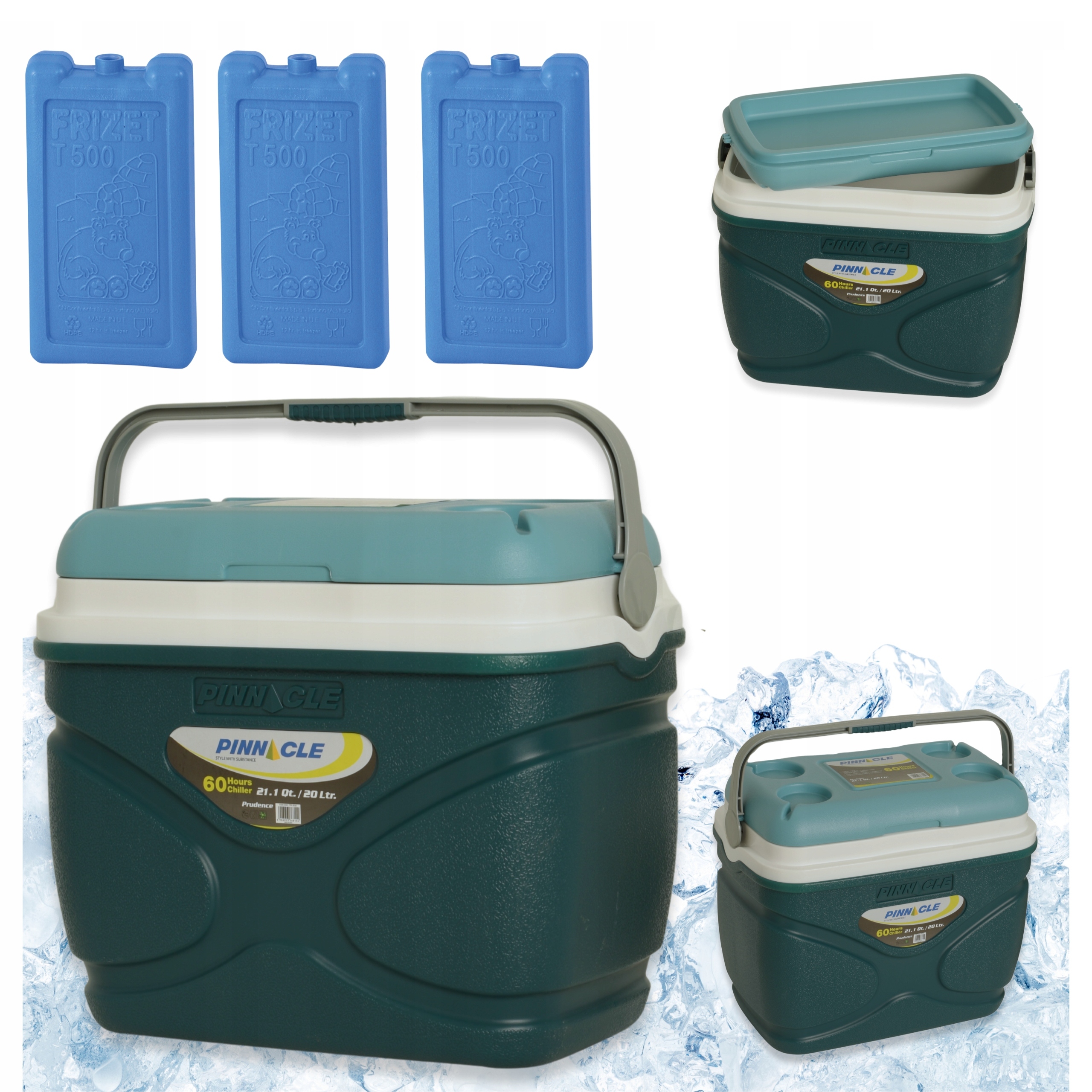 Velká turistická lednička Pinnacle 20 l modrá 3 chladicí vložky 500 ml