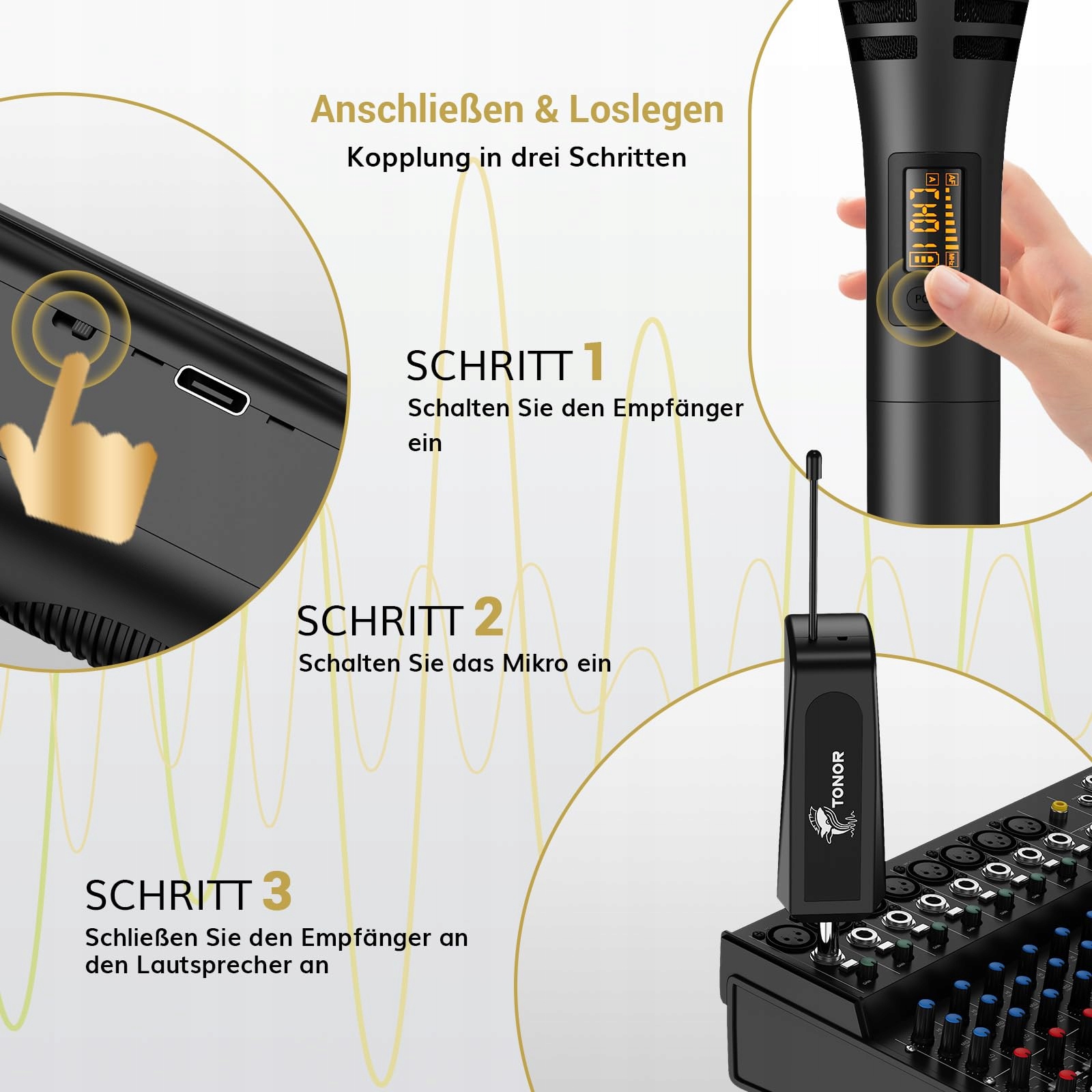 TONOR Mikrofon Bezprzewodowy Dynamiczny Do Karaoke i Konferencji — miniatura 5