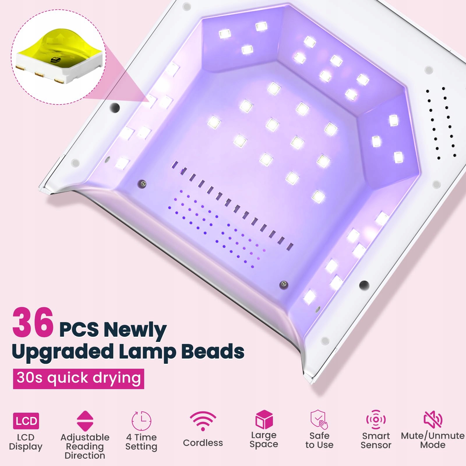 NAILGIRLS Lampa UV LED 150W Do Paznokci Z Sensorem LCD I Timerem — miniatura 5