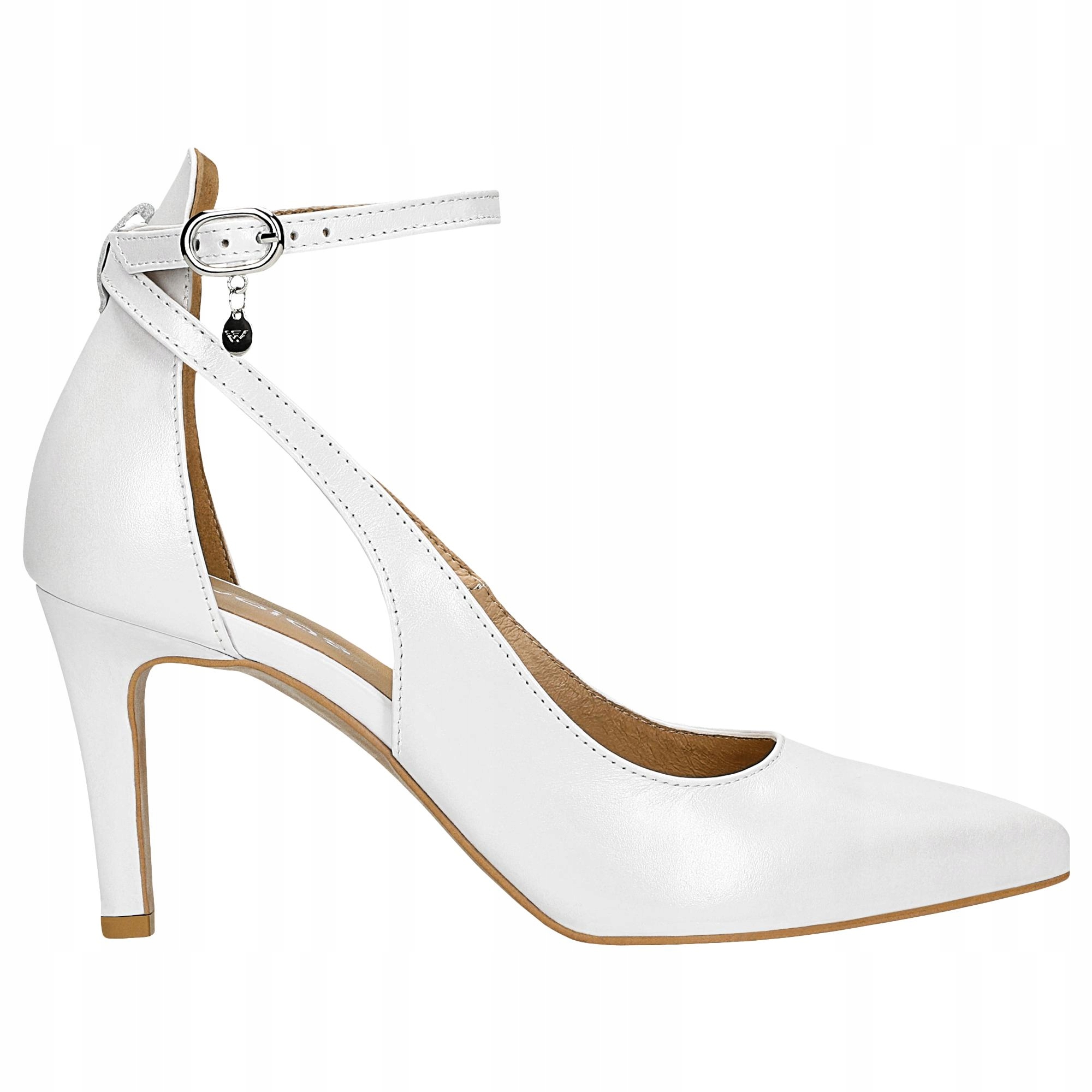 Dámské lodičky Kožené elegantní na podpatku Wojas bílé vel.