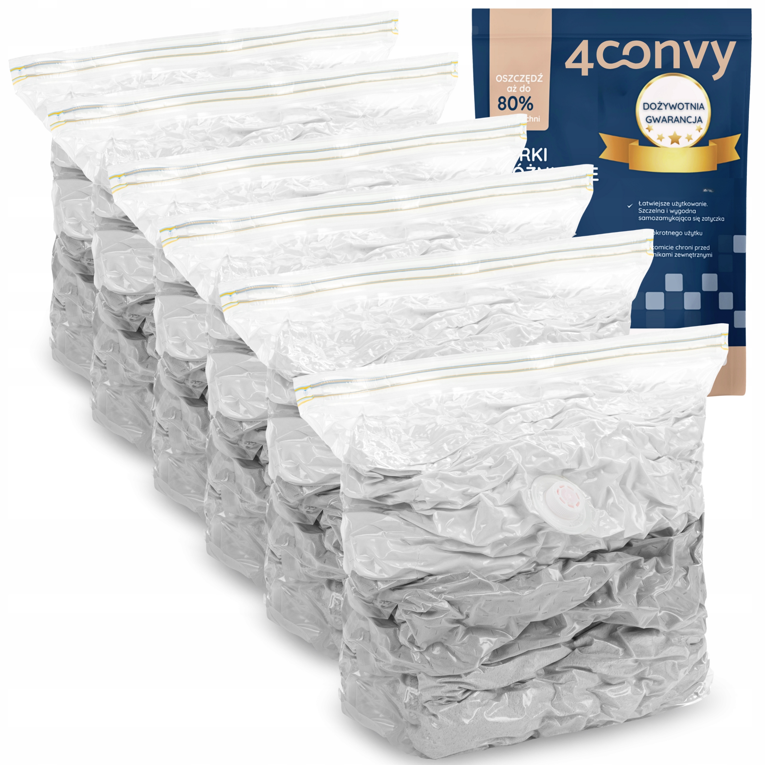 4CONVY 12 ks Vakuové Pytle Na Oblečení povlečení deka přikrývka 50x70x30 kostka