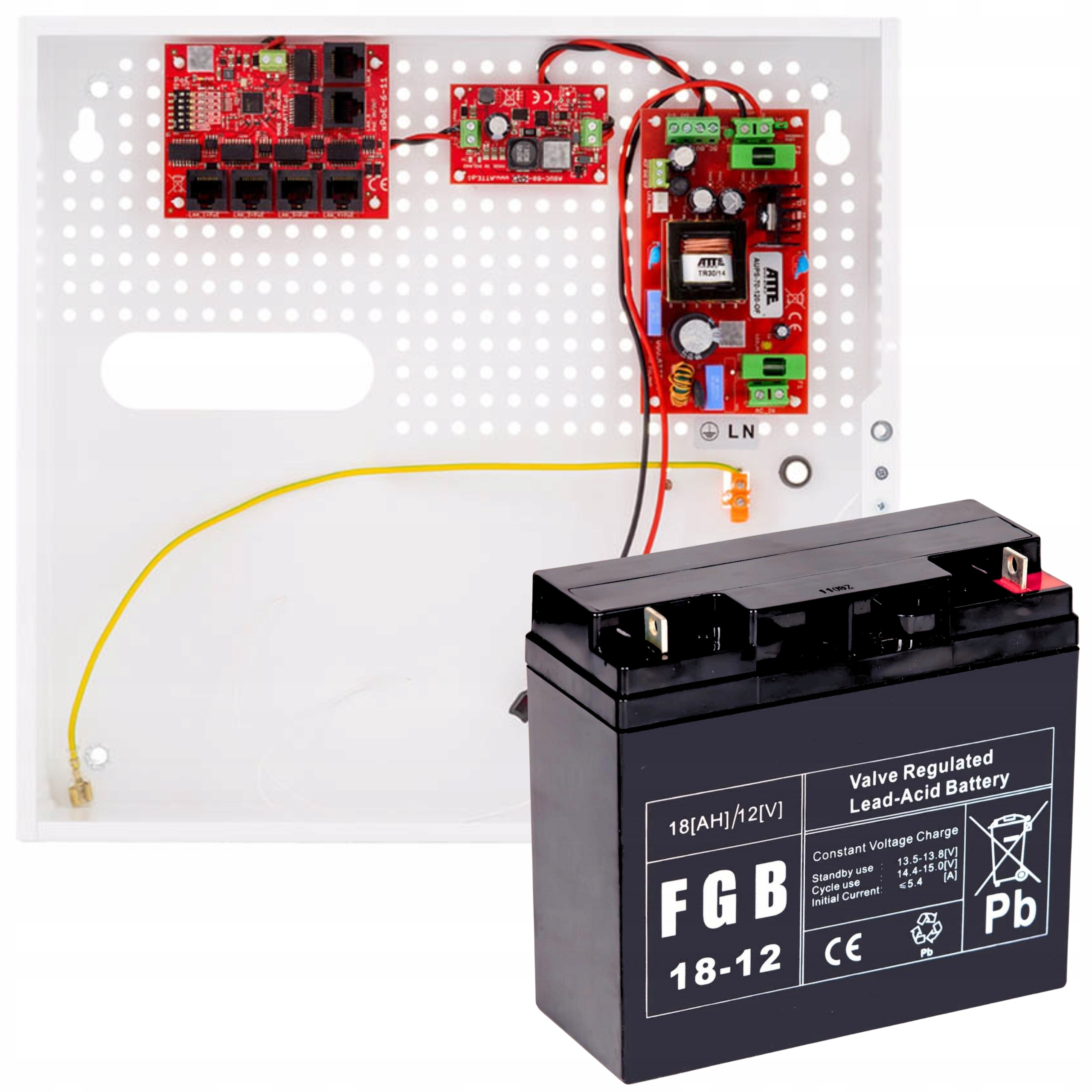 Sada vyrovnávacího napájení pro 5 Ip kamer switch Atte PoE akumulátor 12V