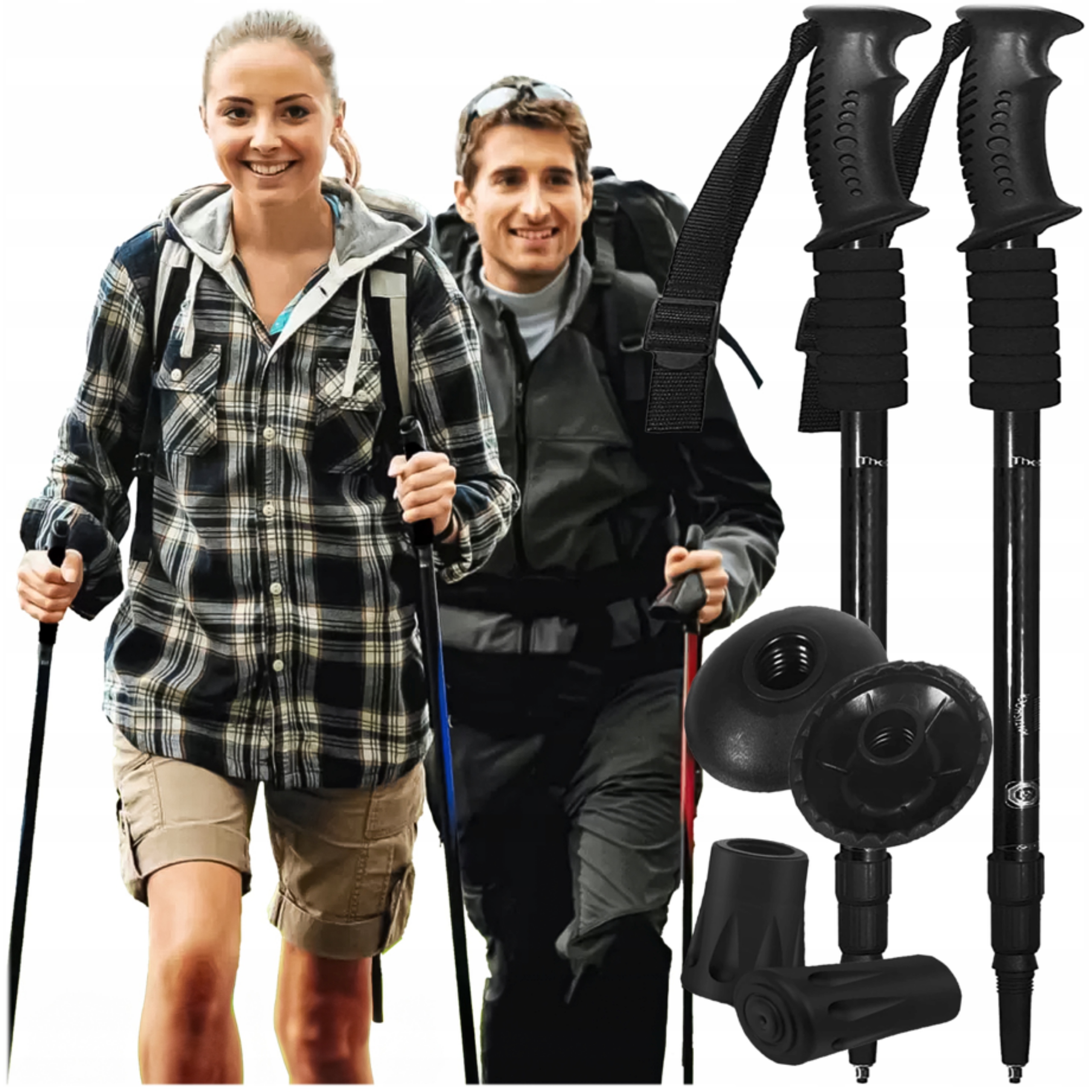 Kijki Do Chodzenia Kije Nordic Walking Trekkingowe Składane Zestaw 2 Sztuk