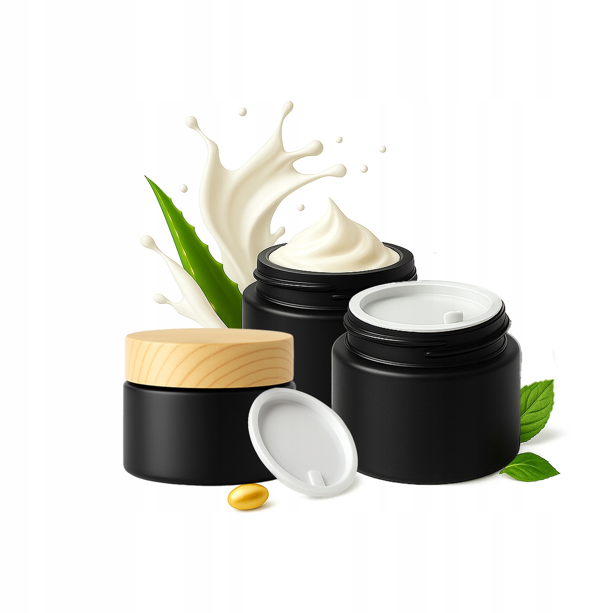 20 x nádoba Skleněná Zavařovací Sklenice Černá Mat 50 g na krém Balzám Kosmetika Masť Gel