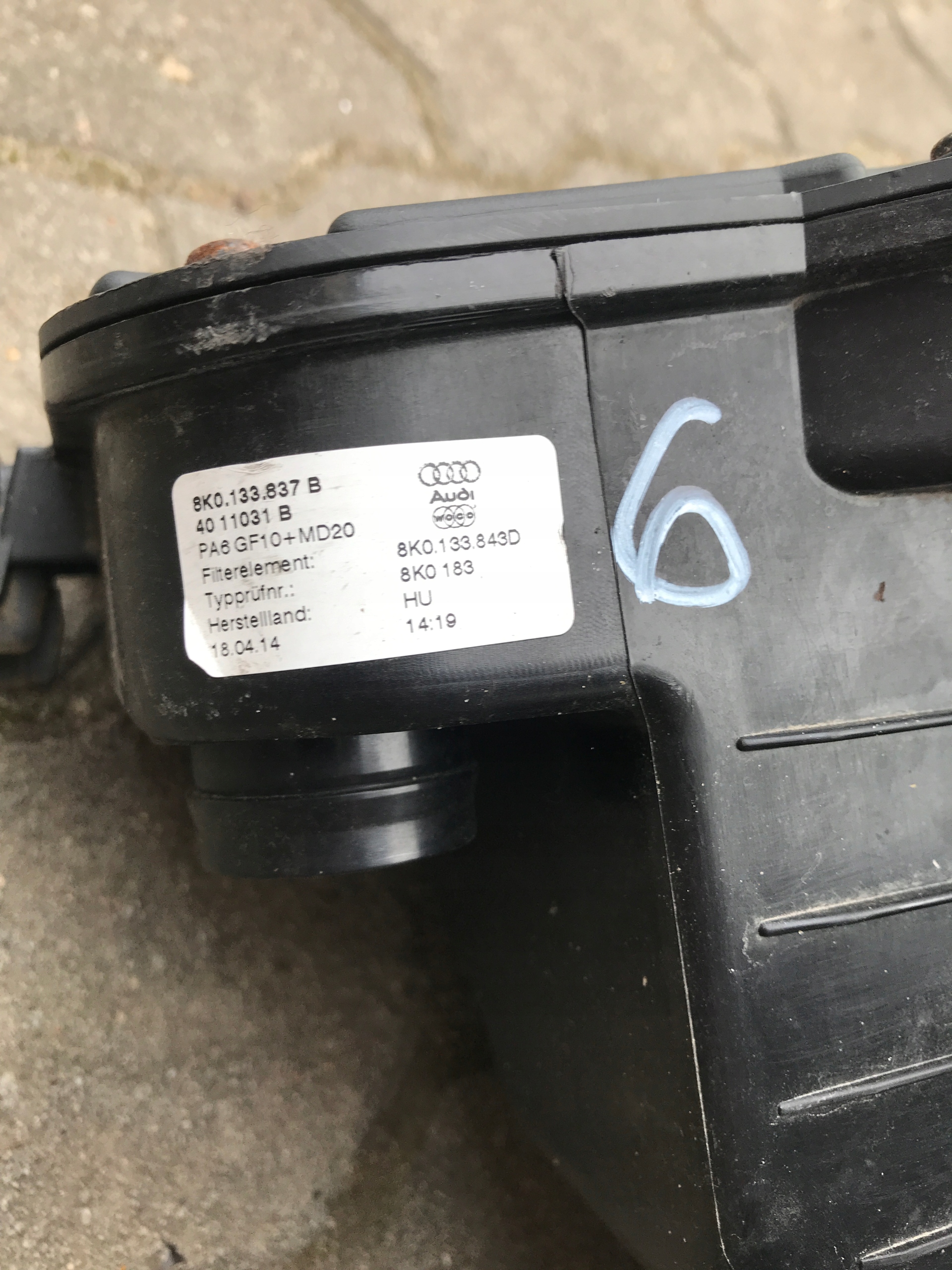 Gehäuse filter luft AUDI A4 B8 8K0133837B