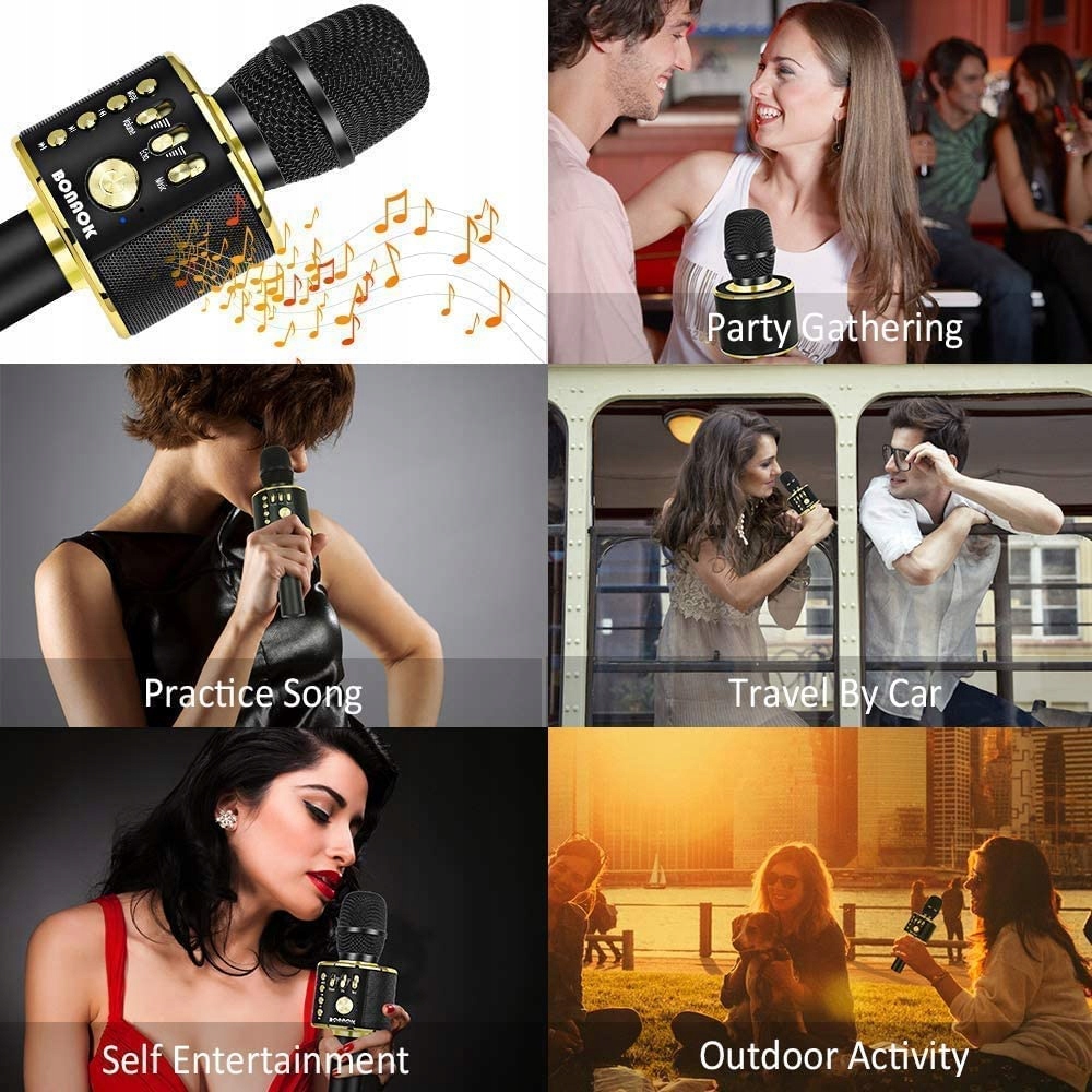 BONAOK Mikrofon Karaoke Bezprzewodowy Bluetooth Dla Dzieci i Dorosłych — miniatura 6