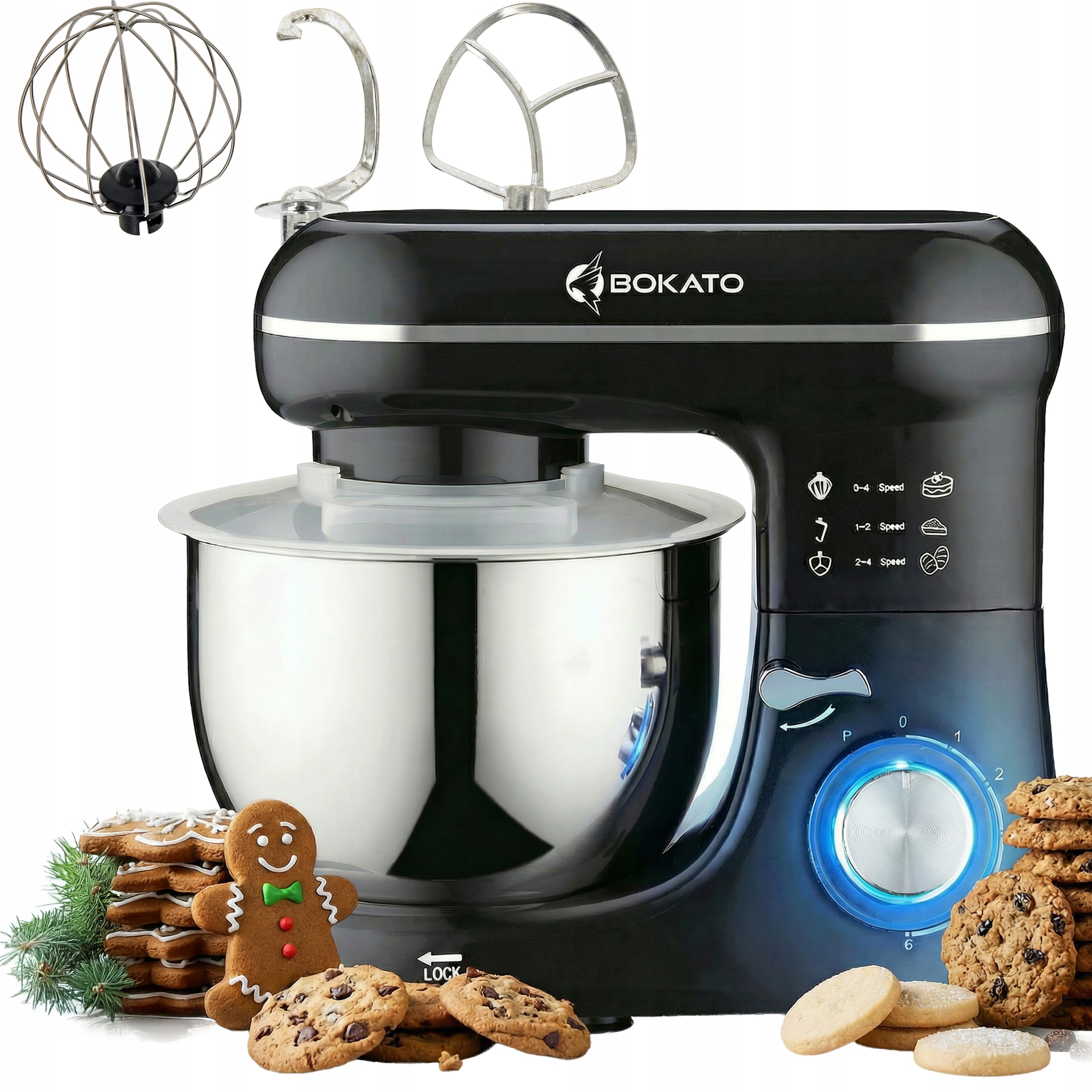 Kuchyňský Planetární Robot 2000 W Led Multifunkční Mísa 4,5 L Bokato KEL080